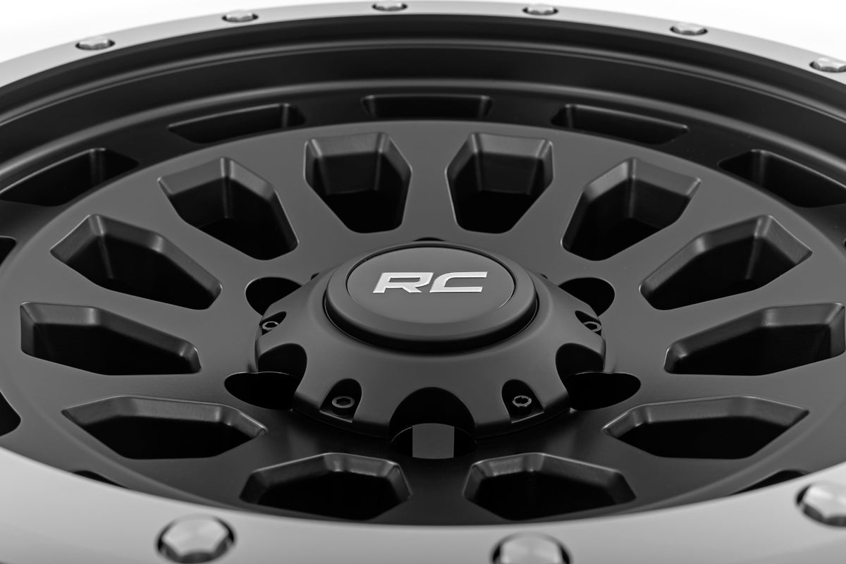 Rough Country 87 Series Wheel Simulated Beadlock Black/Machined 17x8.5 6x5.5 0mm 87170912BA