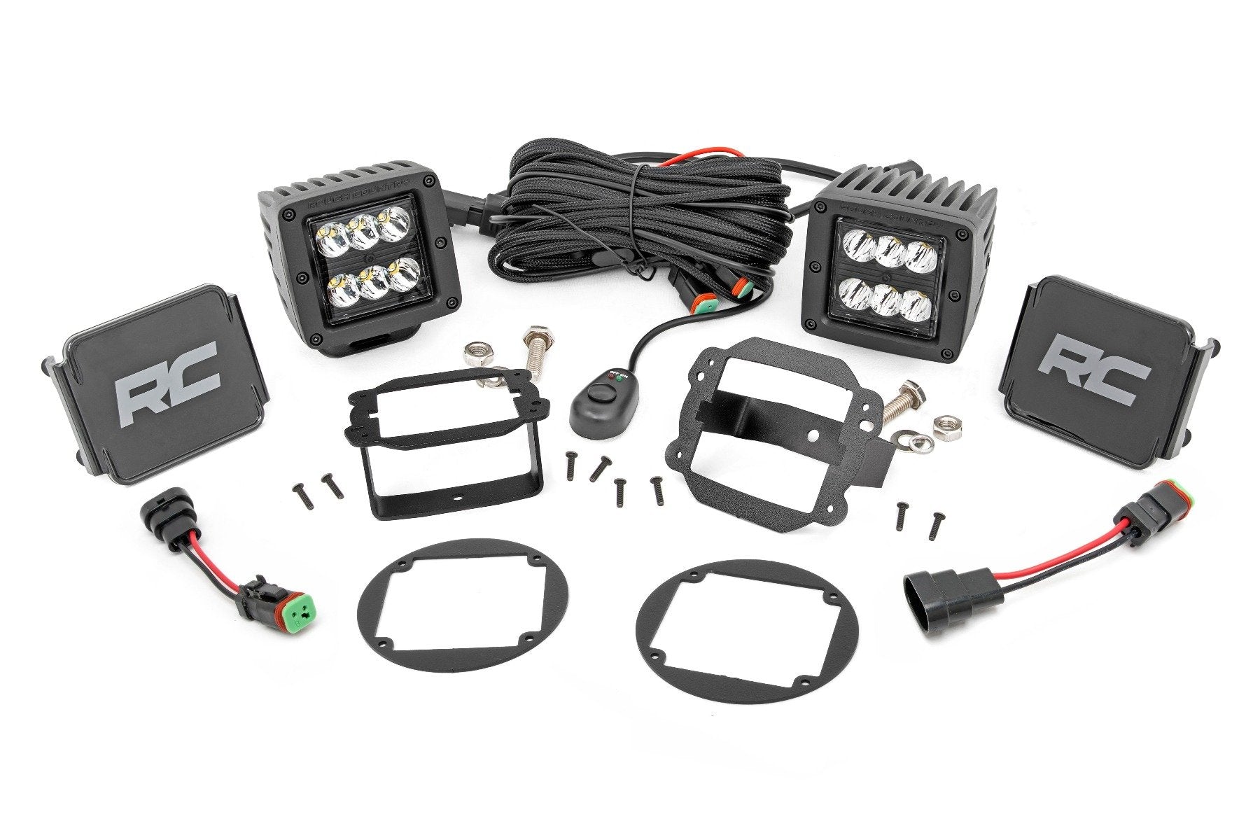 Rough Country 2-inch Cree LED Fog Light Kit Black Series 10-18 Wrangler JK 70630