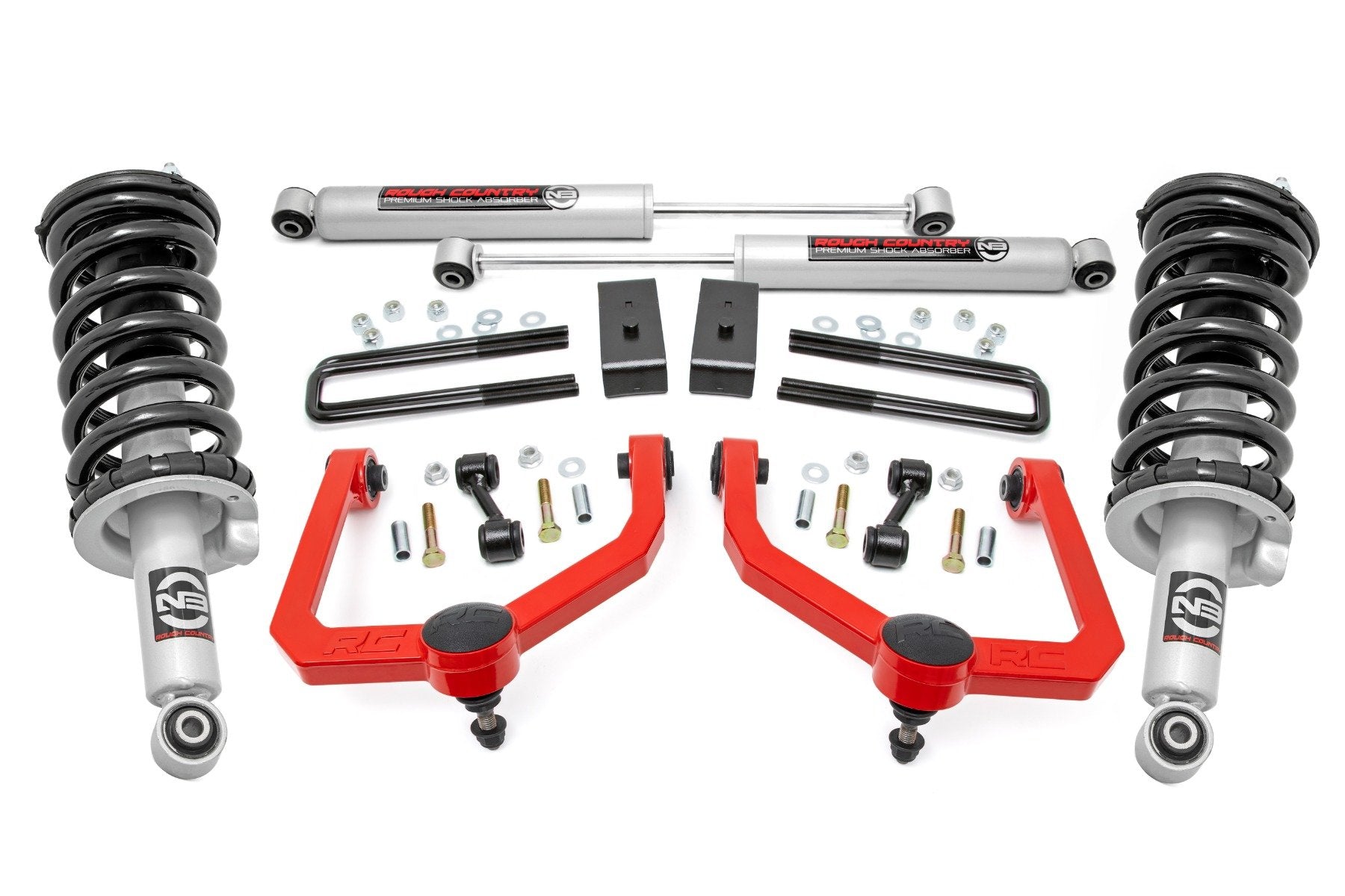 Rough Country 3" Lift Kit for Nissan Titan 2004-2023 w/N3 Struts & Shocks 83432RED