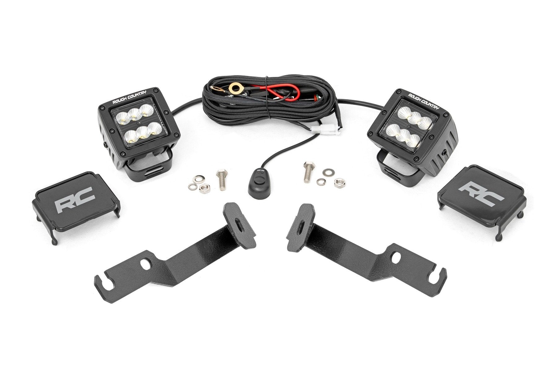 Rough Country LED Ditch Lights 2" Black Pair Flood Toyota Tacoma 05-15 71088