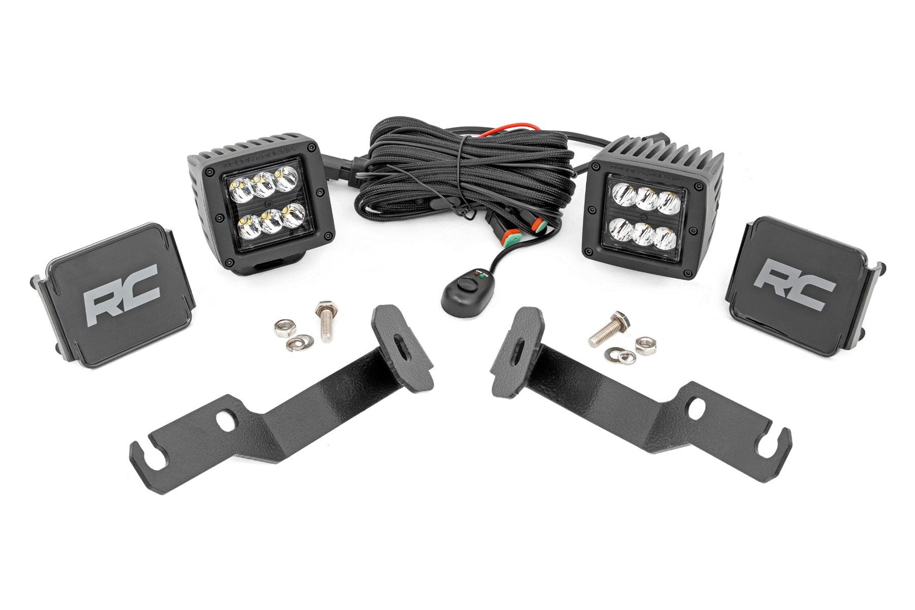 Rough Country LED Ditch Lights 2" Black Pair Spot Toyota Tacoma 05-15 71087