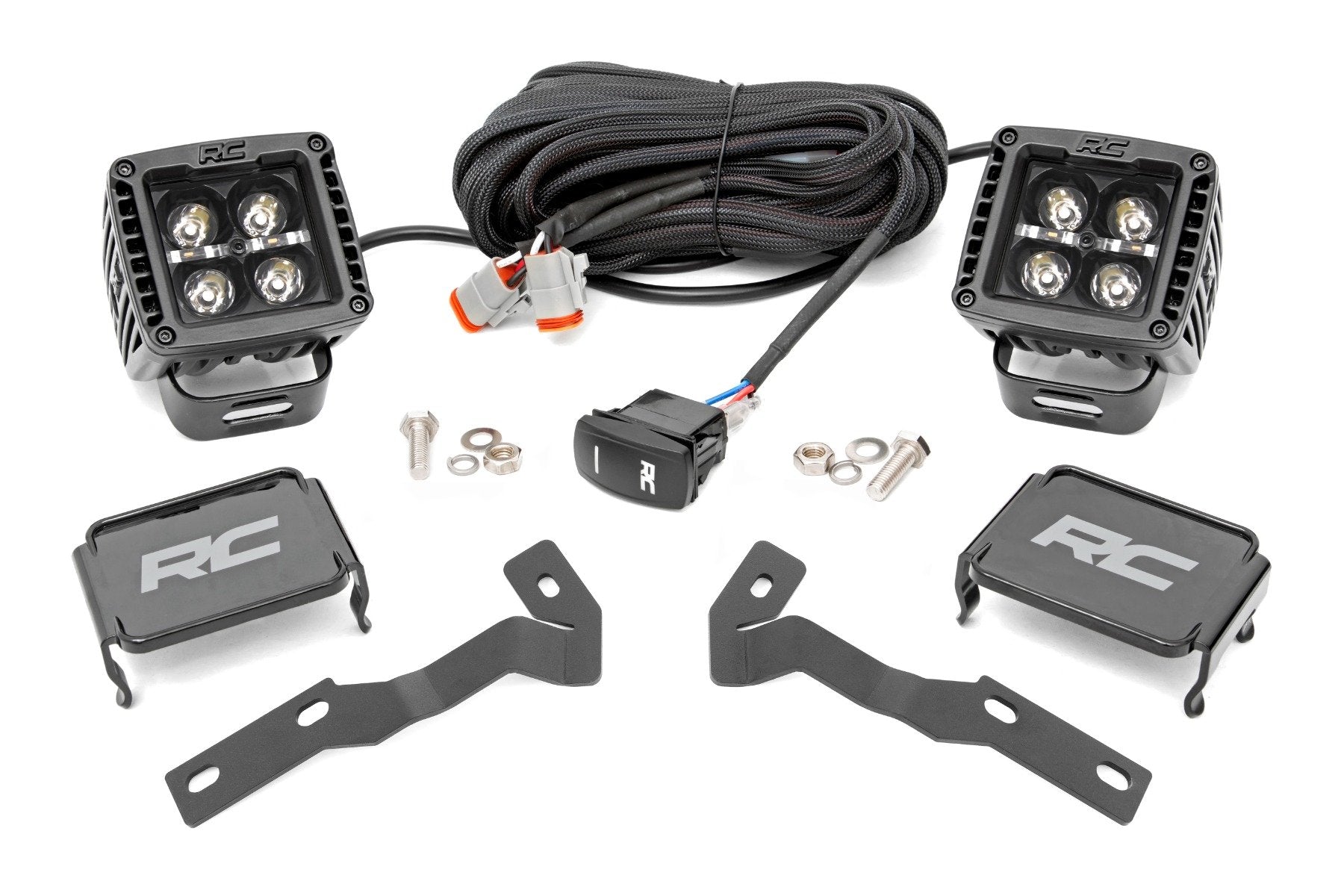 Rough Country LED Ditch Lights 2" Black Pair Amber DRL Tacoma 05-15 71090
