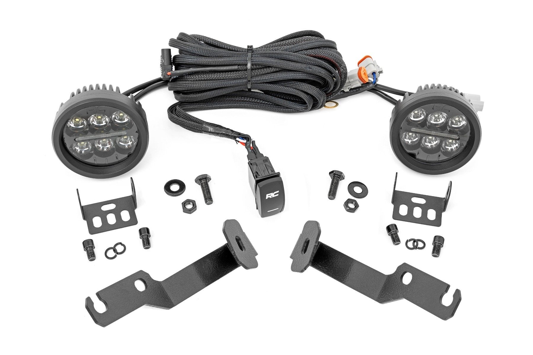 Rough Country LED Ditch Light Black Series 3.5" Amber DRL Tacoma 05-15 71092