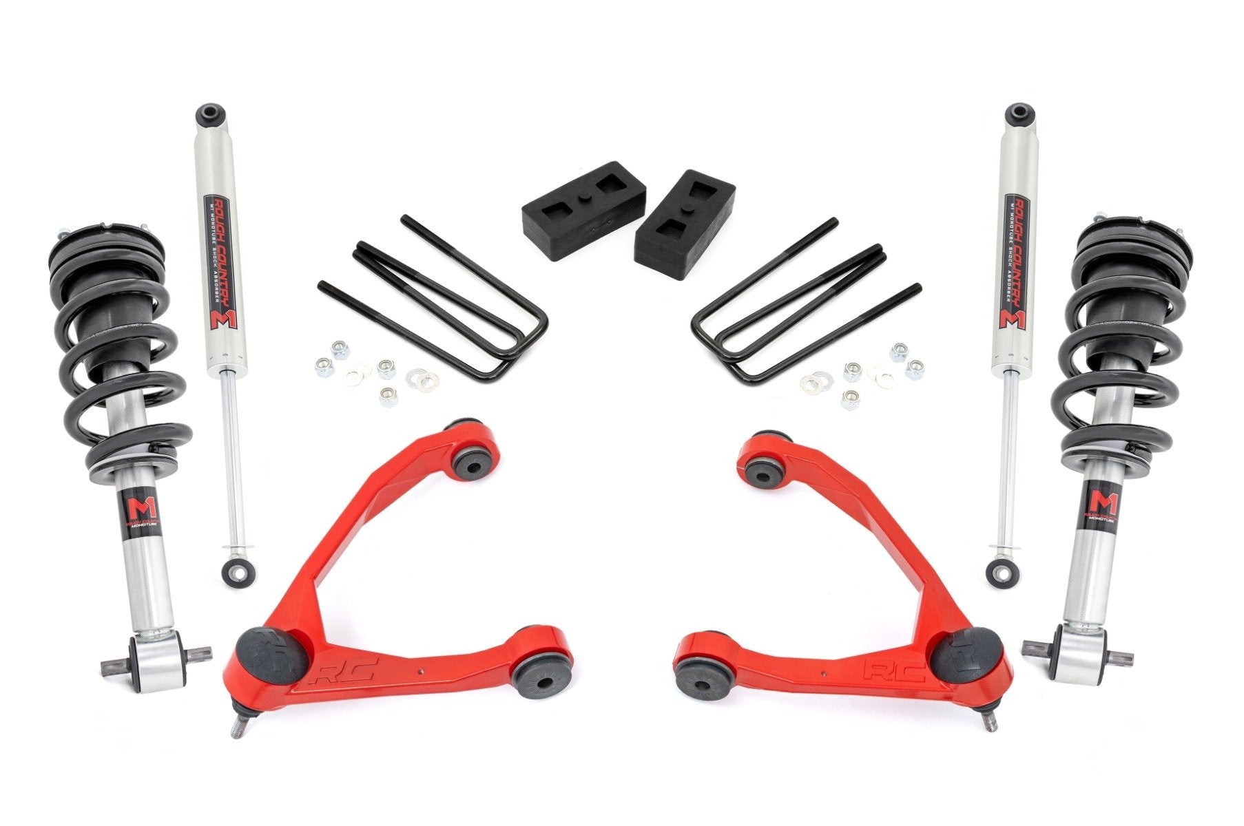 Rough Country 3.5" Lift Kit Cast Steel M1 Strut Chevy/GMC 1500 14-16 19840RED