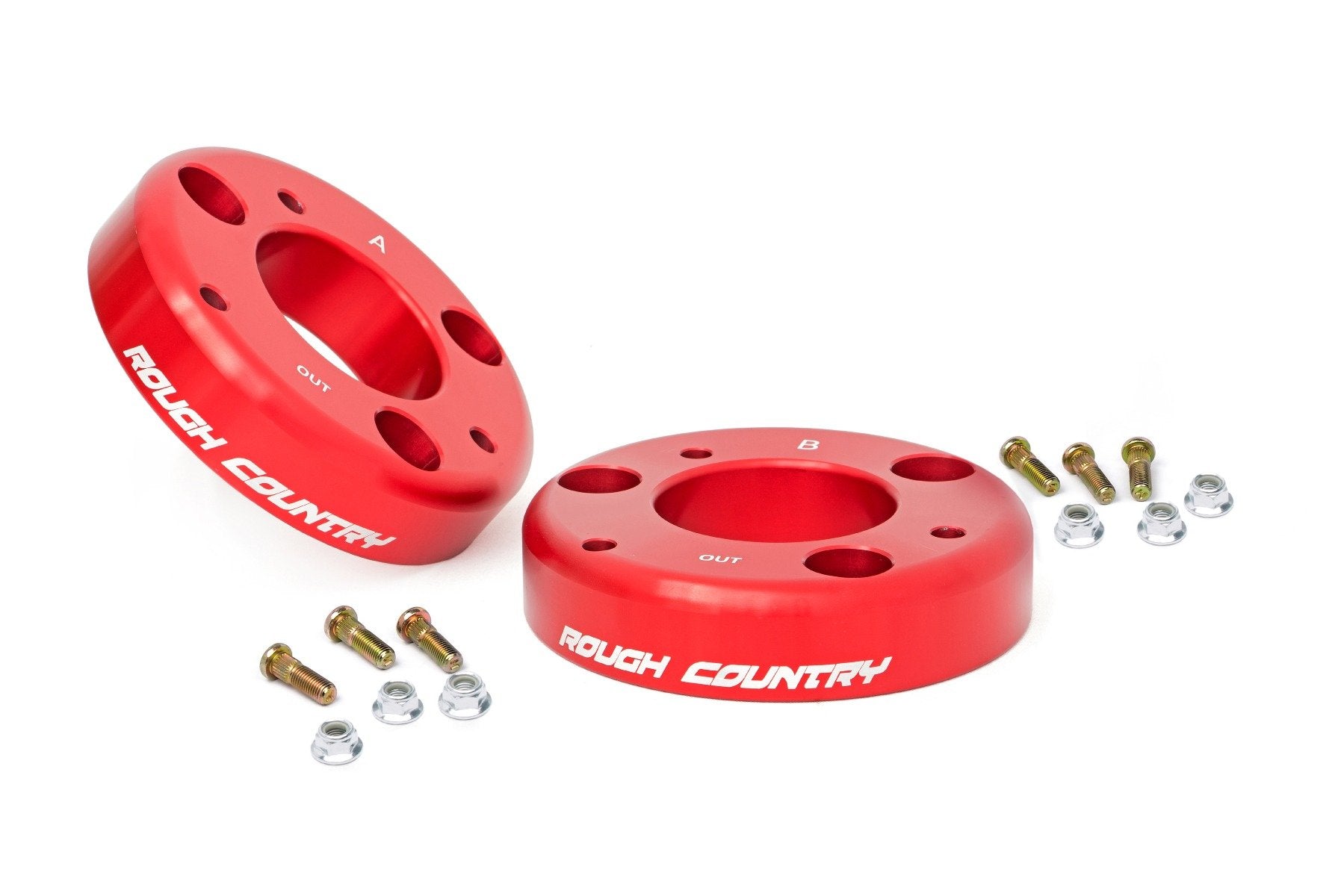 Rough Country 2in Ford Leveling Billet Strut Extensions 09-13 F-150 RED 568RED