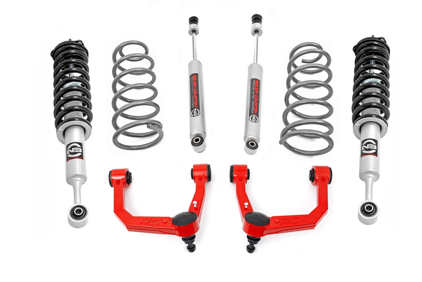 Rough Country 3" Lift Kit Upper Arms RR Coils N3 Struts for Toyota 4Runner 10-23 76632RED