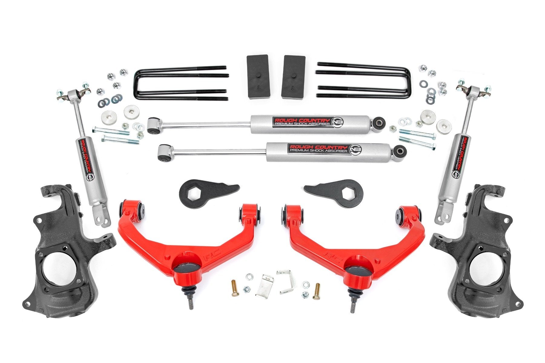 Rough Country 3.5" Lift Kit Knuckle w/ Overloads Chevy/GMC 2500/3500HD 11-19 97630RED