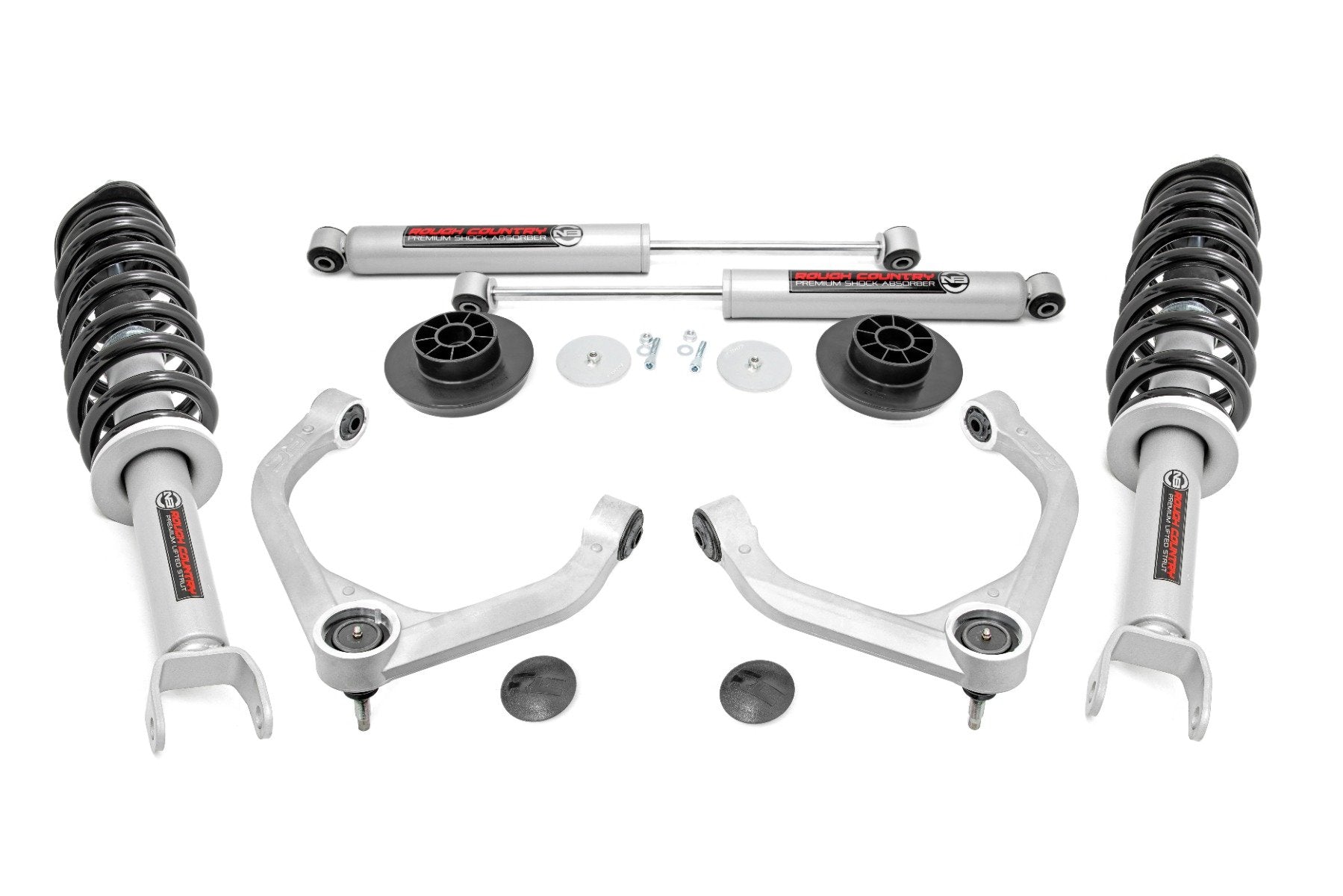 Rough Country 3" For Dodge/RAM 1500 Bolt-On Lift Kit w/N3 & Rear Shock 12-18