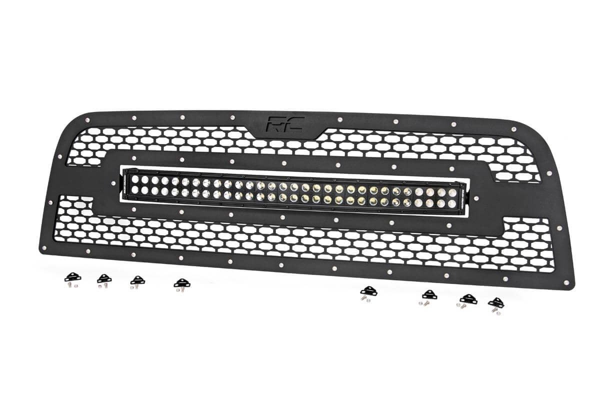 Rough Country Dodge Mesh Grille w/30in Dual Row Black Series LED 13-18 RAM F 70152