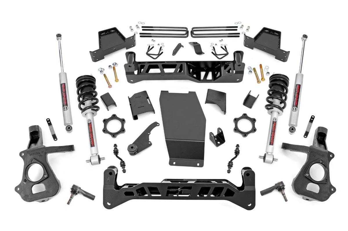 Rough Country 7" Lift Kit For Chevy GMC 14-18 1500 Lifted Struts Alum/Stamped 17432