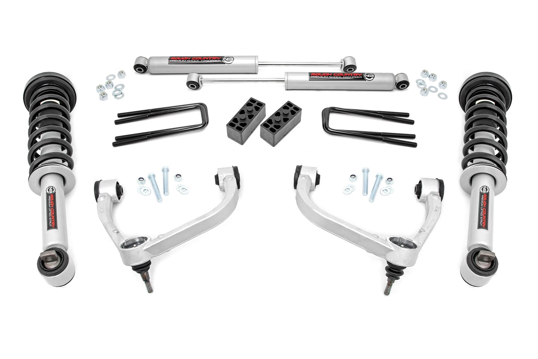 Rough Country 3" Bolt-On Lift Kit w/Lifted Struts Upper Arms for F150 14-19 54531