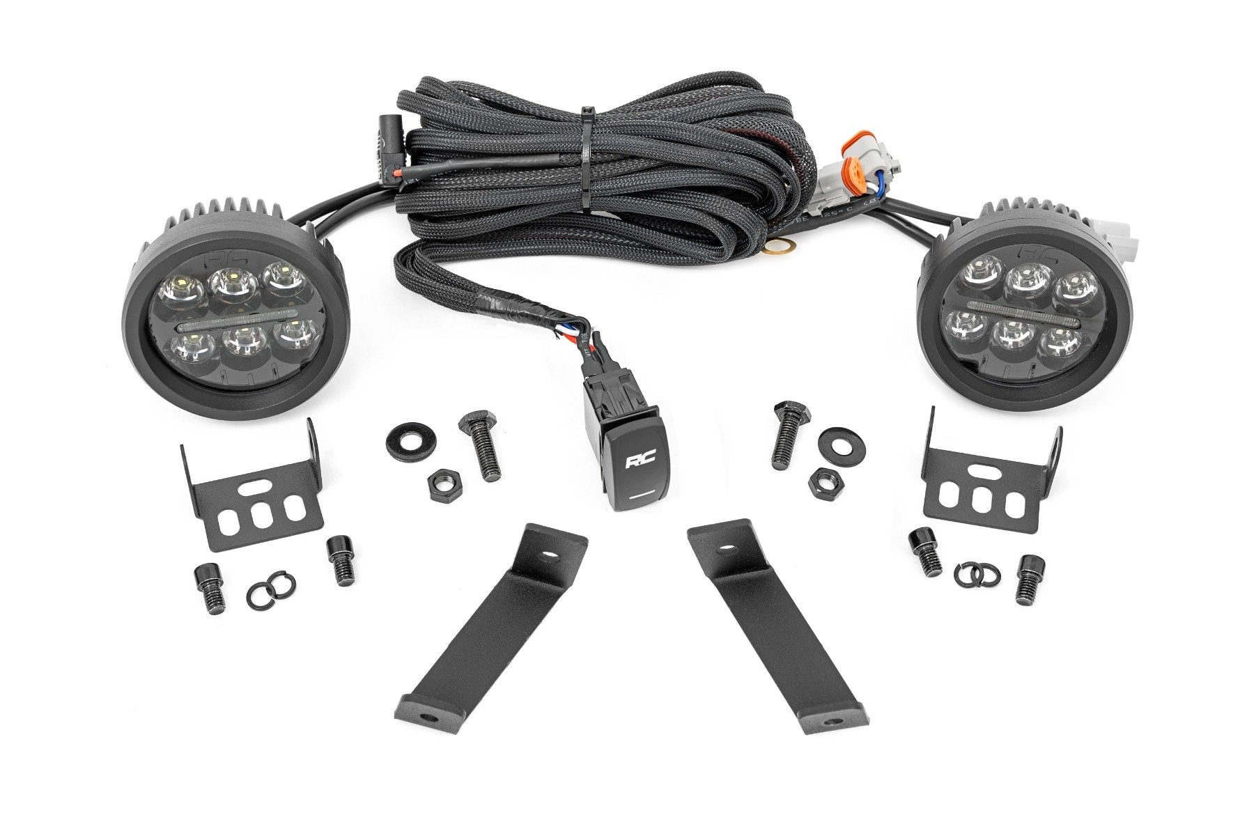 Rough Country LED Ditch Lights Black Series 3.5" Amber DRL Jeep KL 14-21 70083