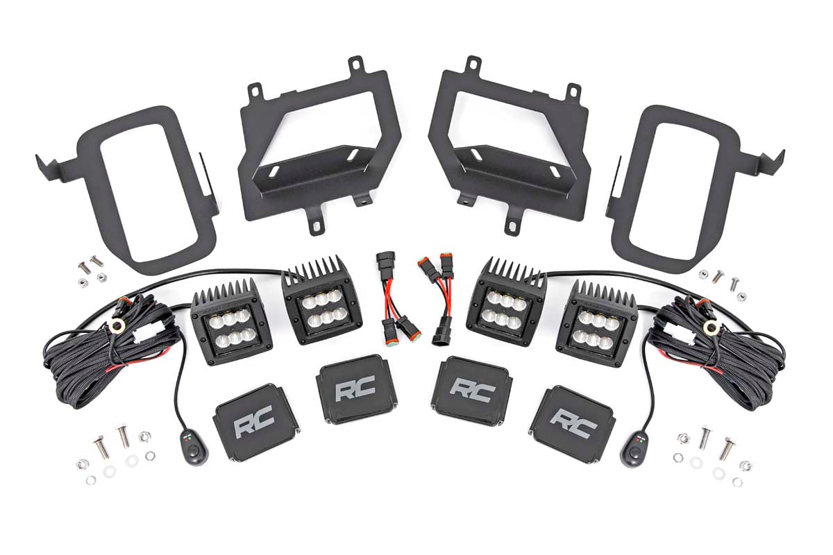 LED Fog Mount Dual 2" Black Pairs Spot/Flood Ford F-150 15-17