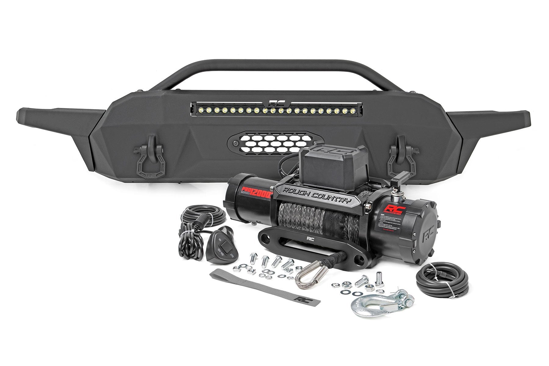 Rough Country Front Hybrid Bumper 20" Blk LED Toyota Tacoma 4WD 16-23 10723