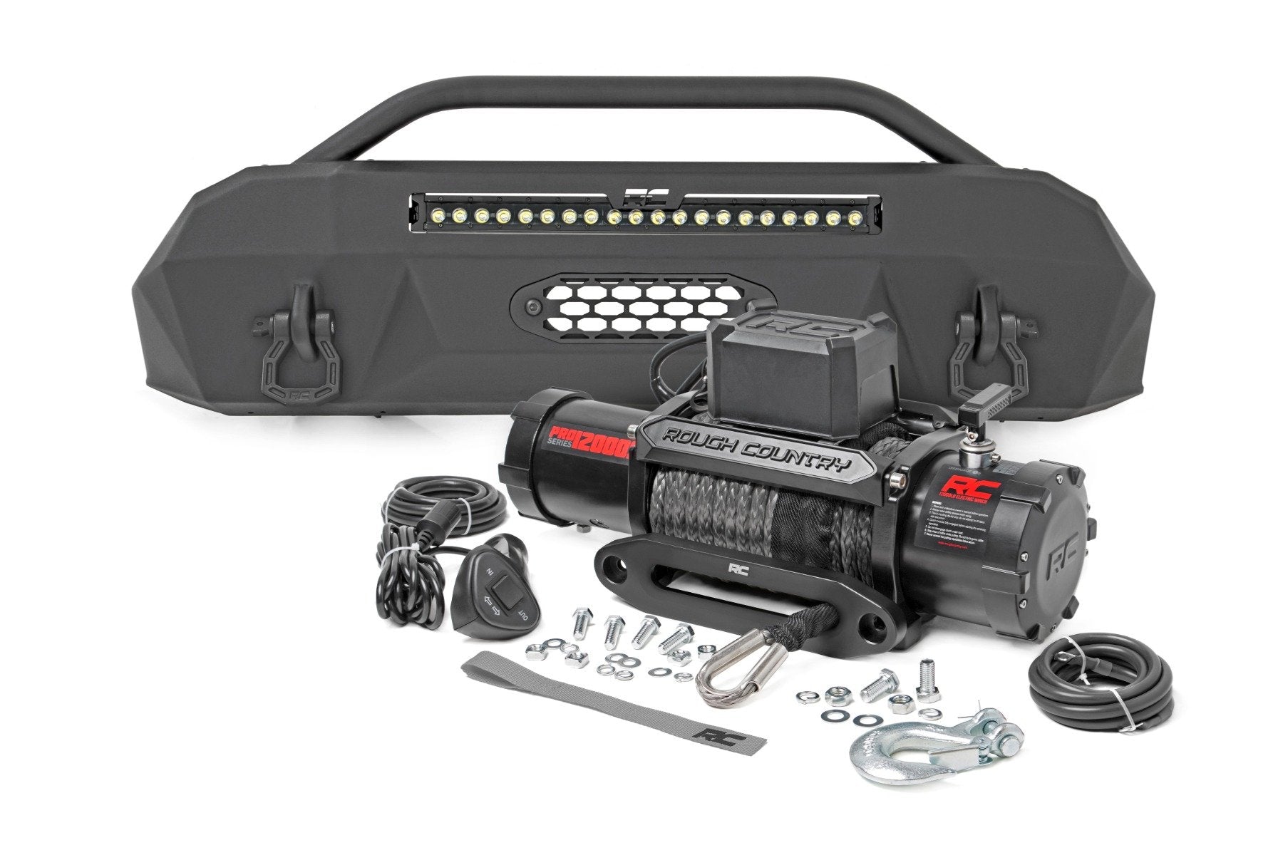 Rough Country Front Bumper Hybrid 20" Blk LED Toyota Tacoma 4WD (2016-2022) 10721