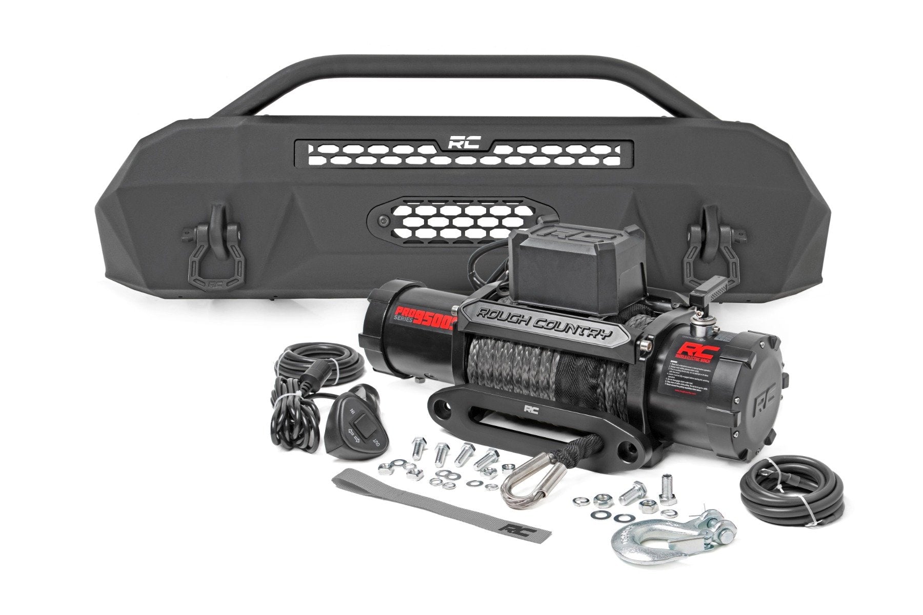 Rough Country Hybrid Bumper W/ Winch Synthetic Rope Toyota Tacoma 4WD 16-23 10714