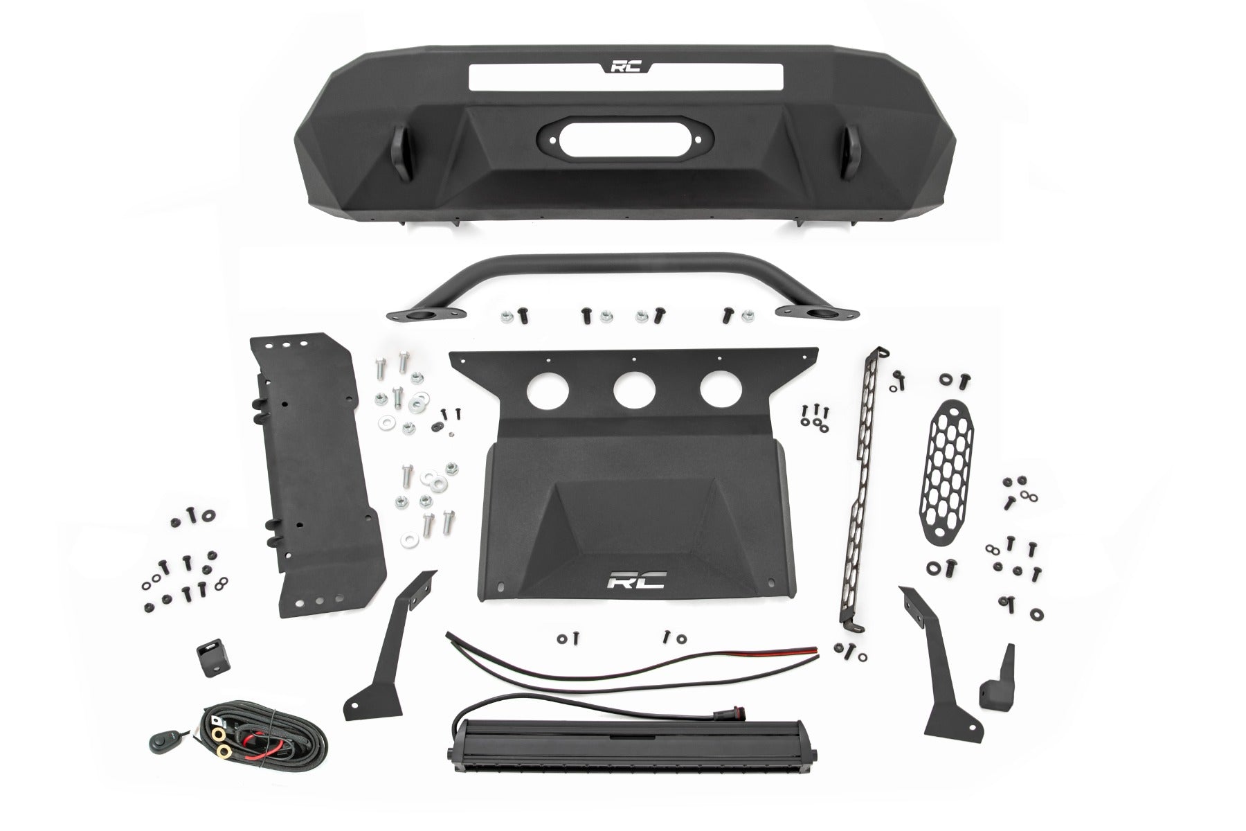 Rough Country Front Bumper Hybrid 20" Blk DRL LED Toyota Tacoma 4WD 16-23 10724