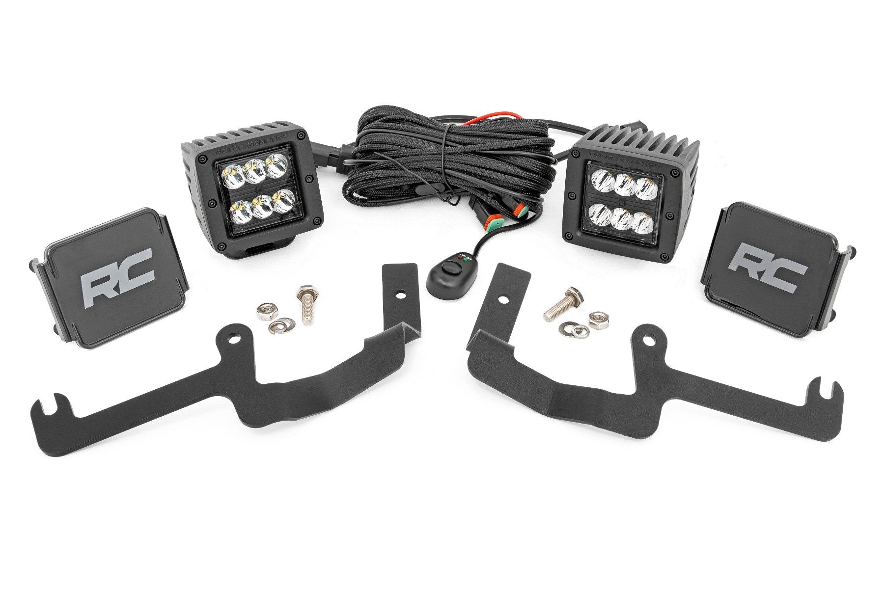 Rough Country Chevy 2" LED Windshield Kit Black Series Spot Beam 19-20 Silverado 70841