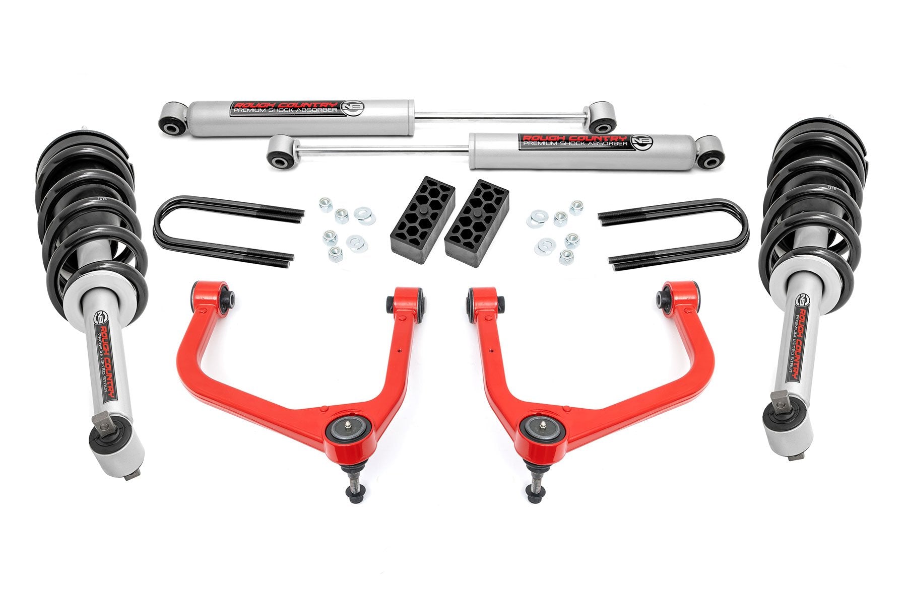 Rough Country 3.5" Lift Kit N3 Struts Rear Mono Leaf Chevy Silverado 1500 22-25 28231RED