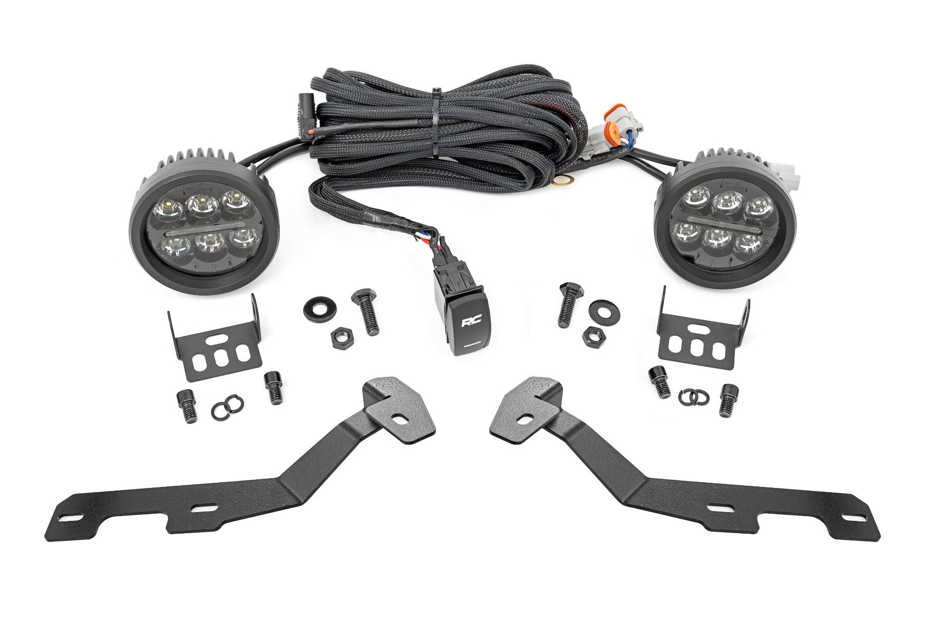 Rough Country LED Kit Ditch Mount Black Series 3.5" Amber DRL Ram 1500 19-24 82294