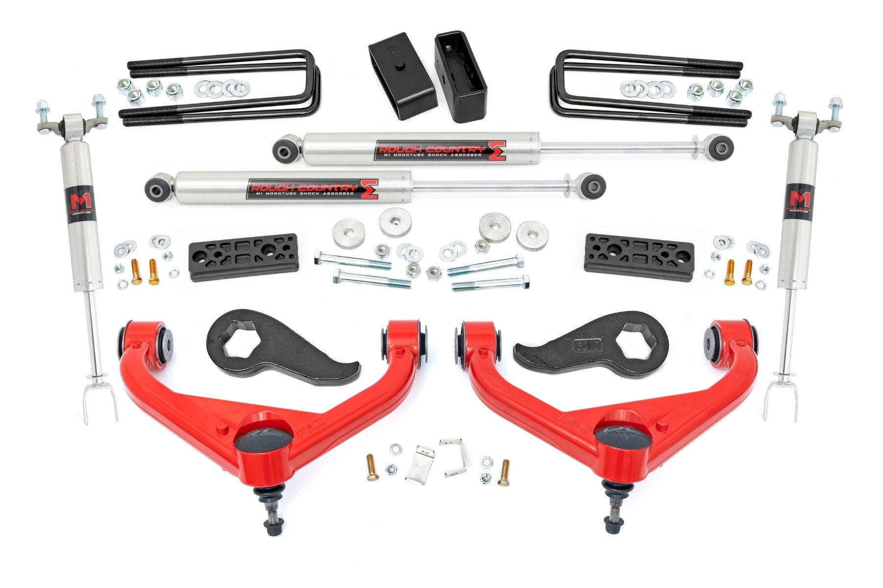 Rough Country 3" Lift Kit W/UCAs M1 Shocks Chevy/GMC 3500HD 20-25 95640 95640RED