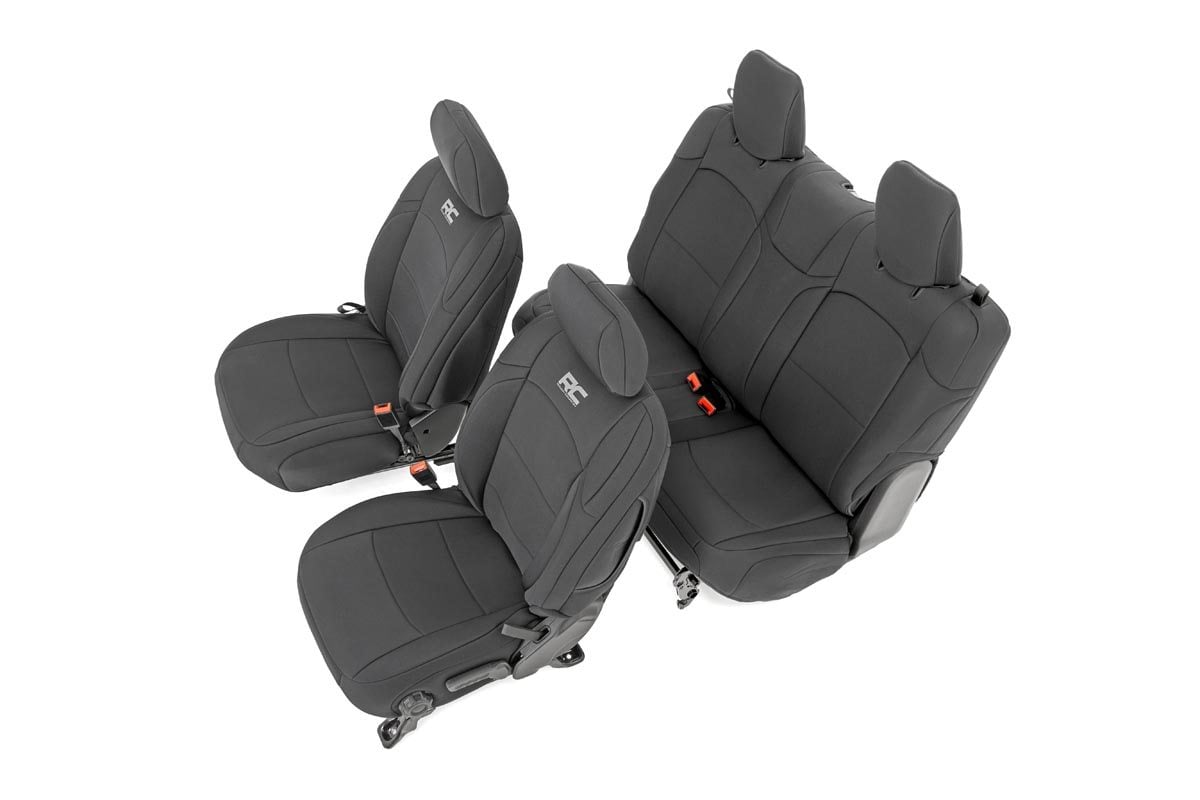 Rough Country Jeep Neoprene Seat Cover Set Black 18-22 Wrangler JL] - 91020
