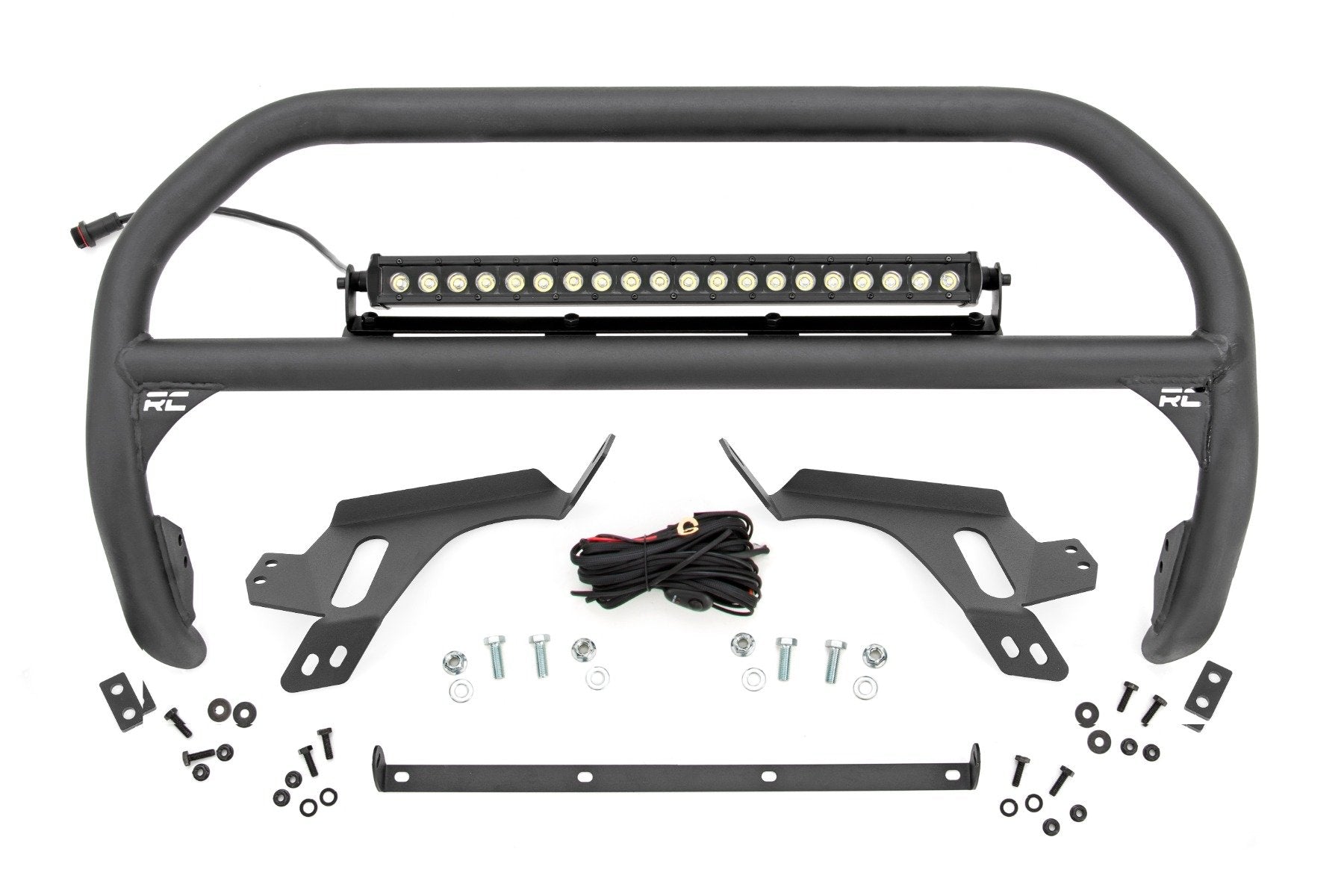 Rough Country Nudge Bar w/ Tow Hooks 20" Black LED for Ford Bronco Sport 21-24 51155