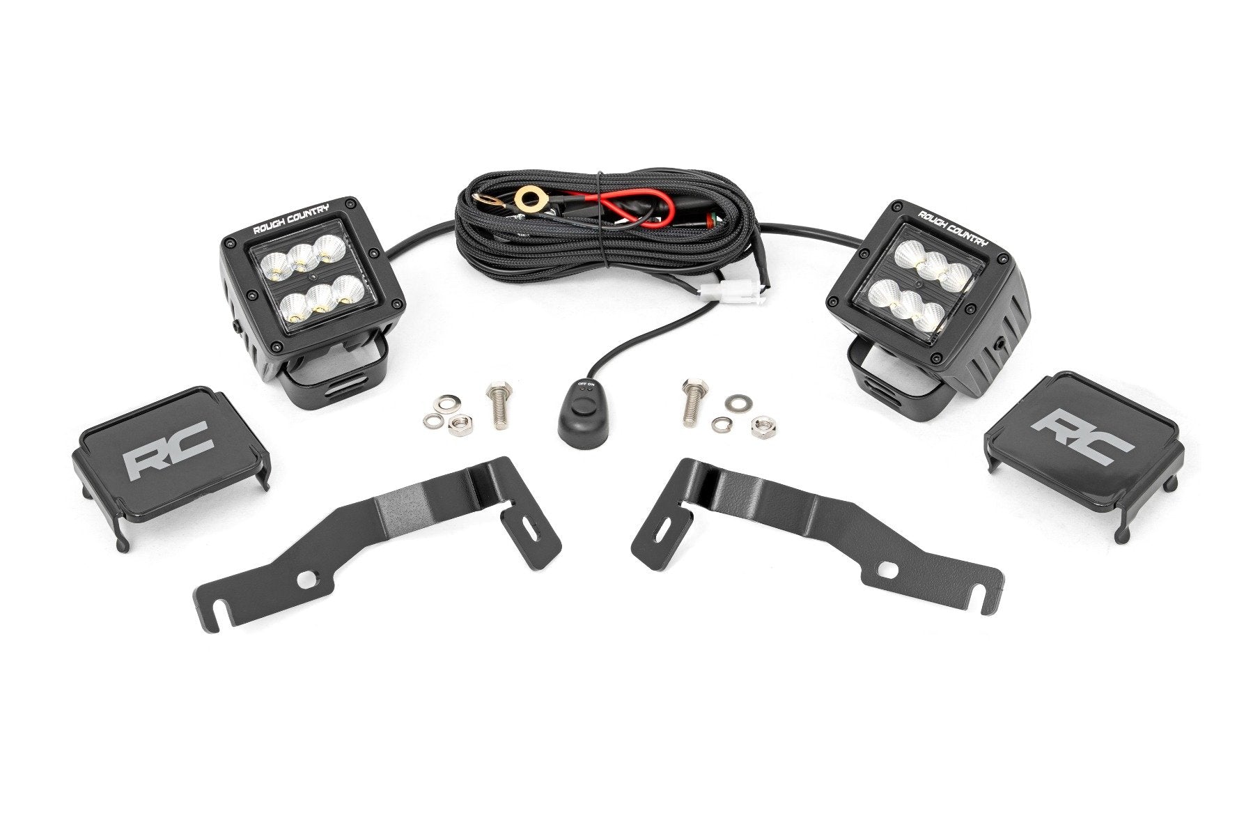 Rough Country LED Kit Ditch Mount 2" Black Pair Flood Toyota Tacoma 2024 72102