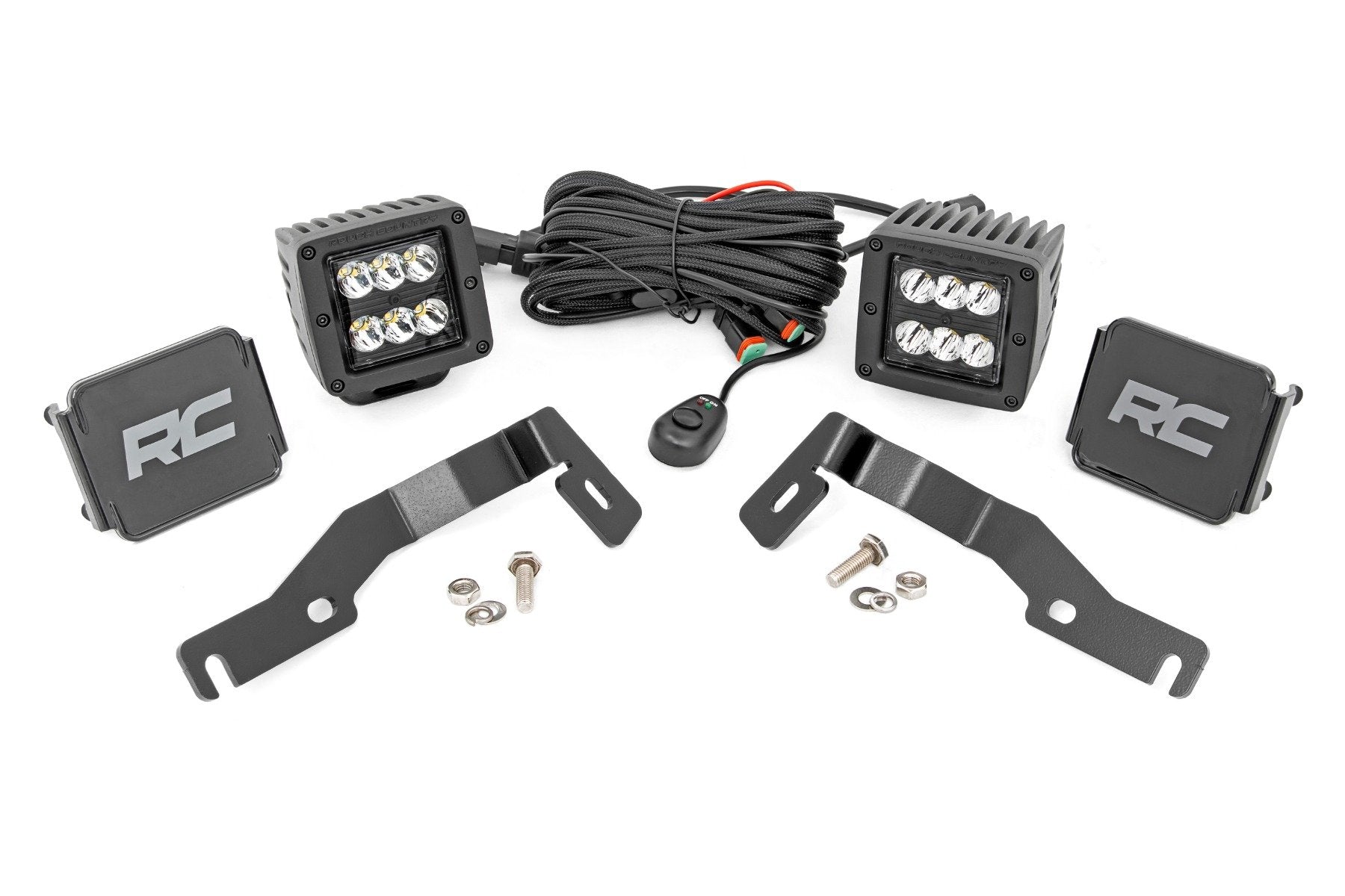 Rough Country LED Lights Ditch Mount 2" Black Pair Spot Toyota Tacoma 2024 72101