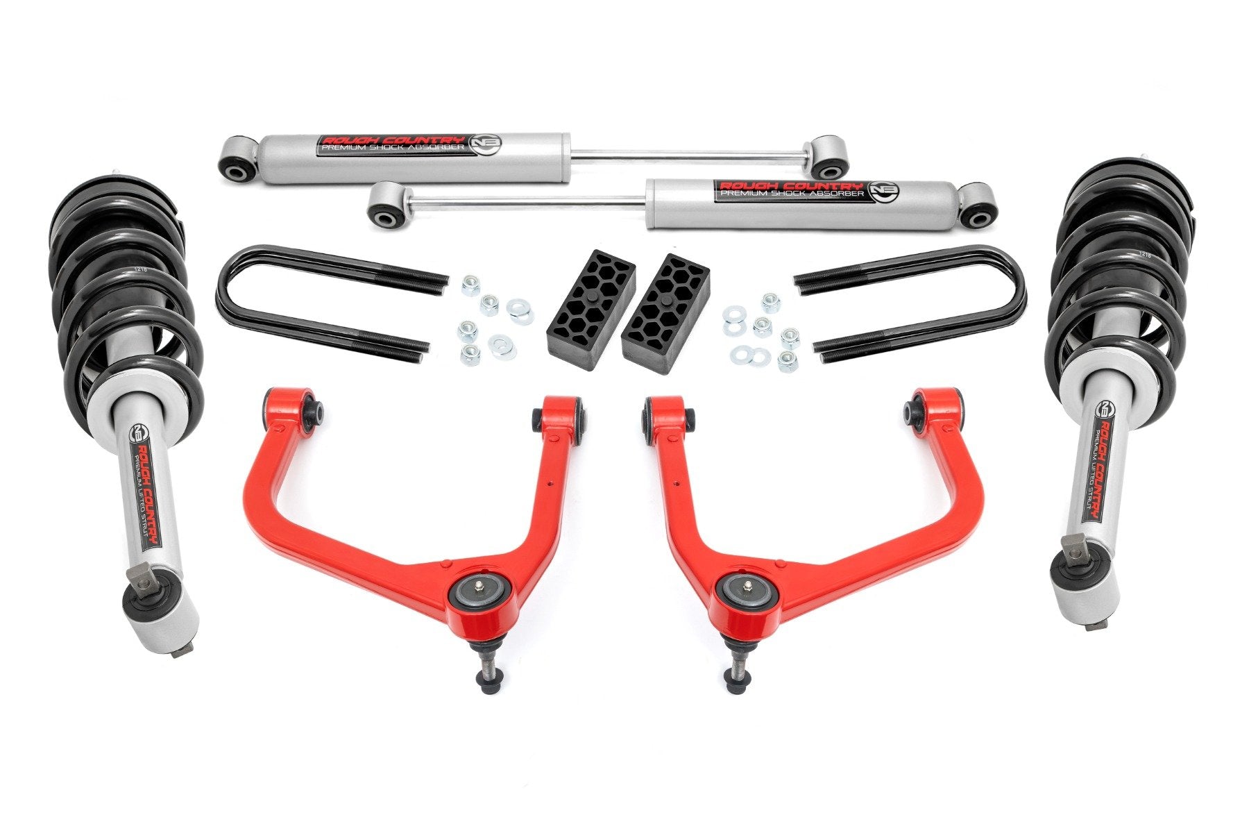 Rough Country 3.5" Lift Kit N3 Struts Red Chevy Silverado 1500 2025 110431RED -1