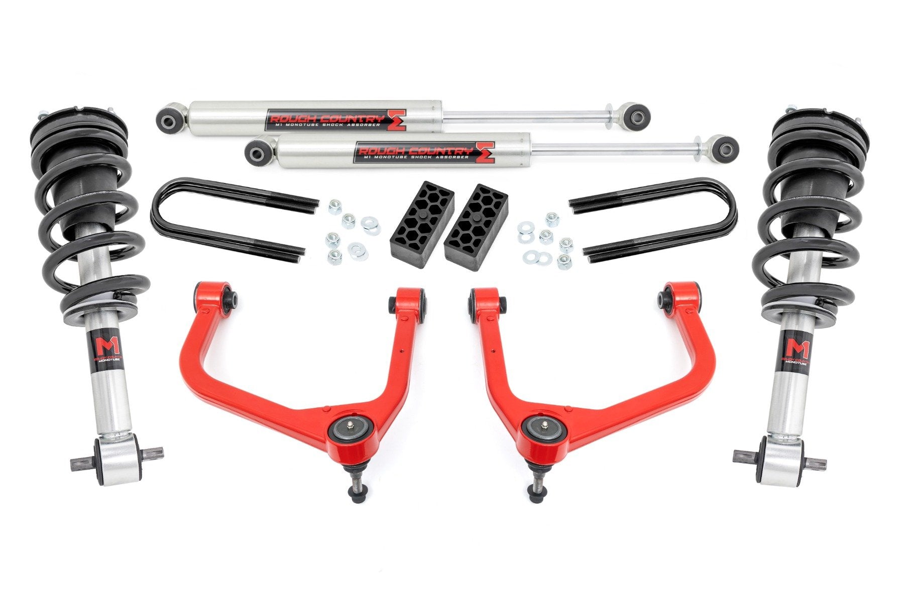 Rough Country 3.5" Lift Kit M1 Struts/M1 Red Chevy Silverado 1500 2025 110440RED -1