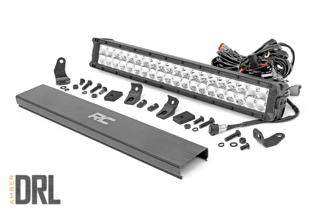 Rough Country 20-inch Cree LED Light Bar-Dual Row Chrome Series w/ Amber DRL 70920DA