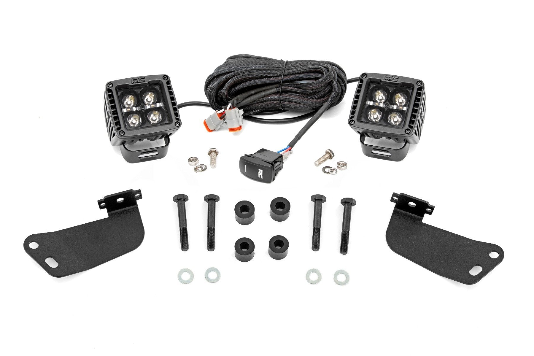 Rough Country LED Light Kit | Front Mount | 2" Black Pair | Amber DRL | Segway 570 F