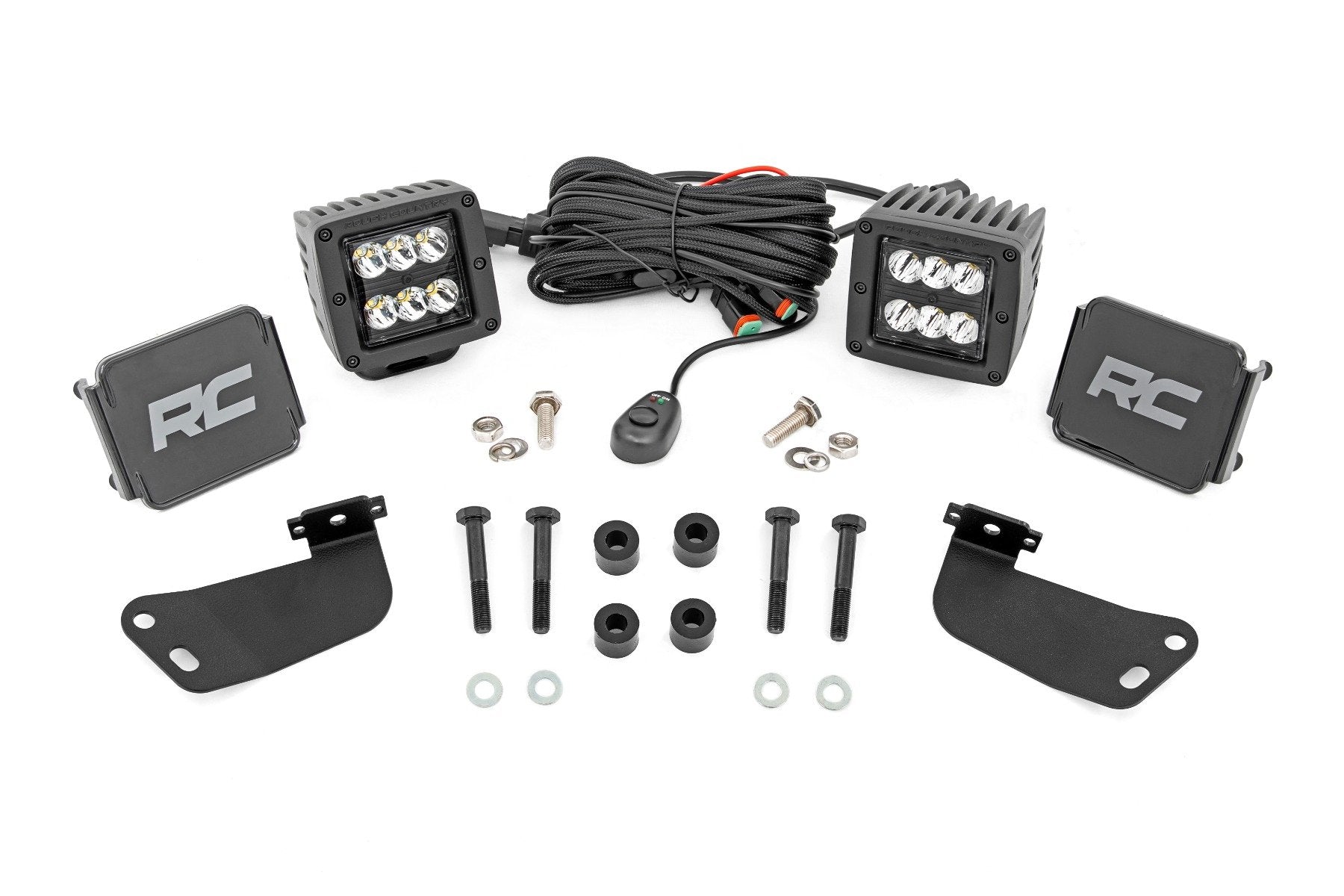 Rough Country LED Light Kit | Front Mount | 2" Black Pair | Segway 570 F