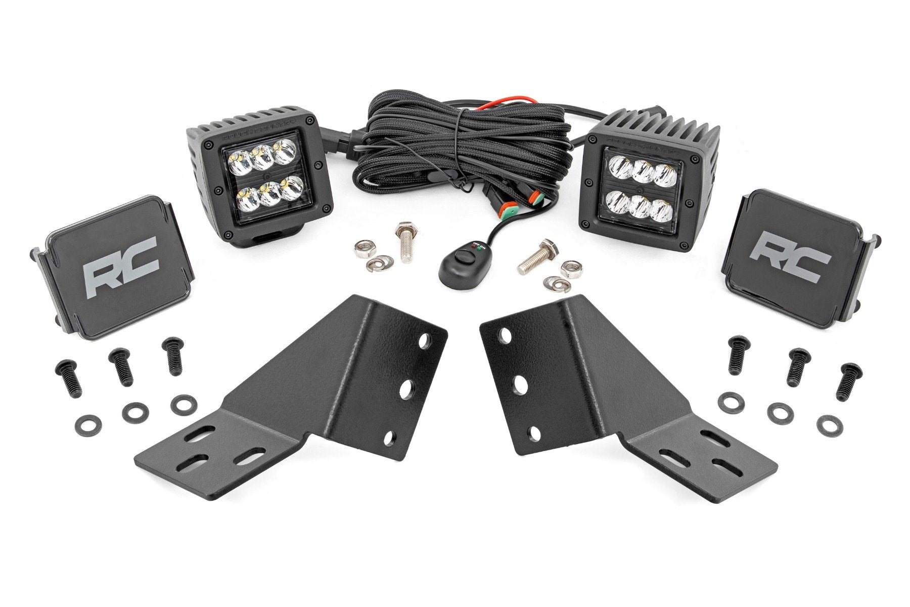 Rough Country LED Light Kit Rear Mount 2" Black Pair CFMOTO UFORCE U10 1000 PRO 96124