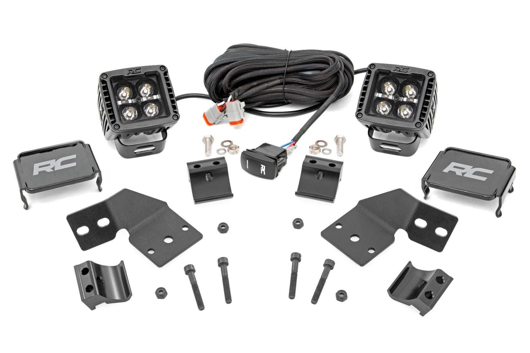 Rough Country LED Kit FRT Mount 2" Black Pair Amber DRL Polaris XPEDITION ADV 5 93303