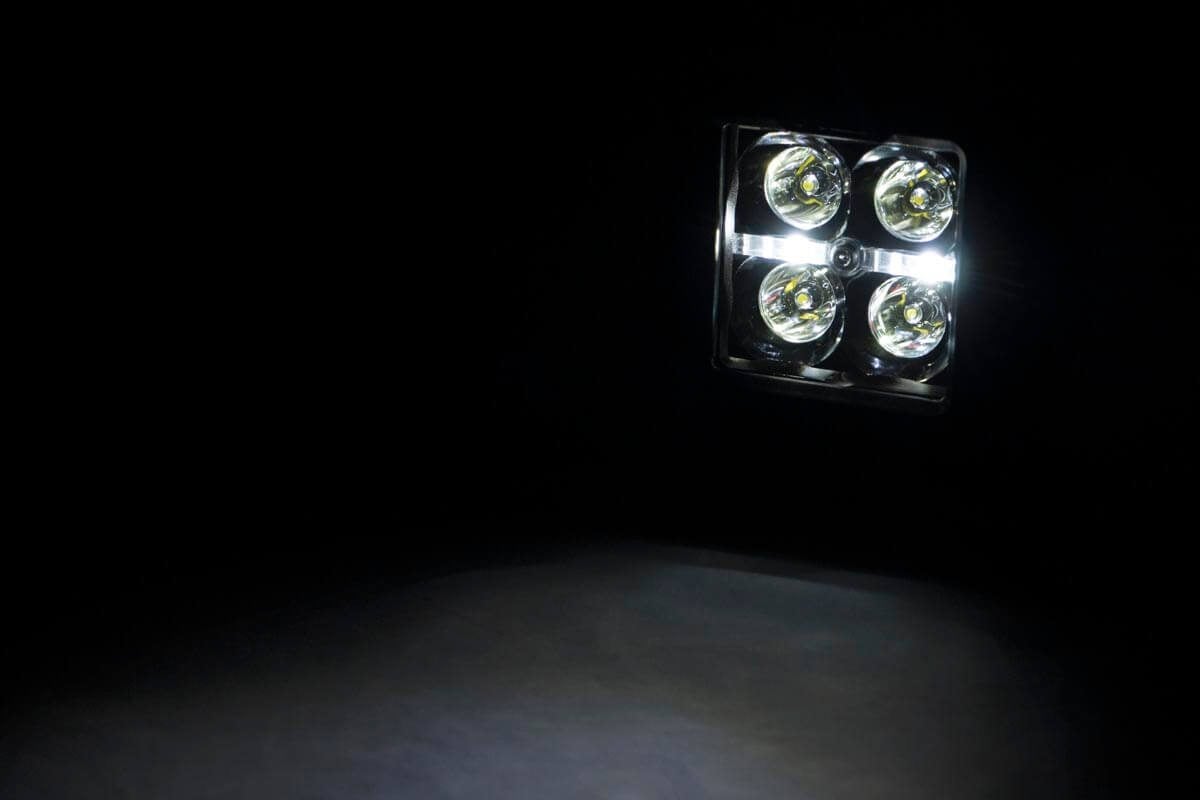 Rough Country 2"Square Flush Mount Cree LED Lights-Pair Blk Series Cool DRL 70803BLKDRL