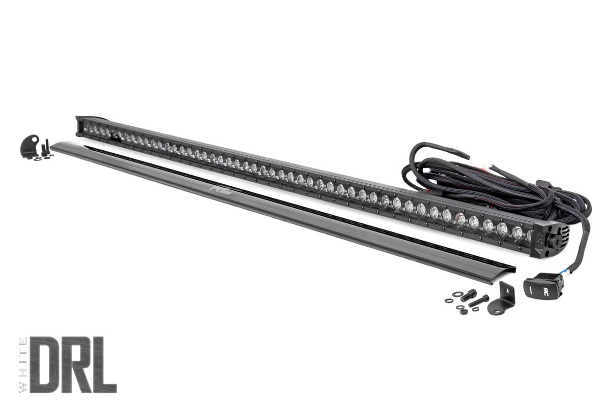 Rough Country 50" Cree LED Light Bar-Single Row Blk Series Cool White DRL 70750BLDRL