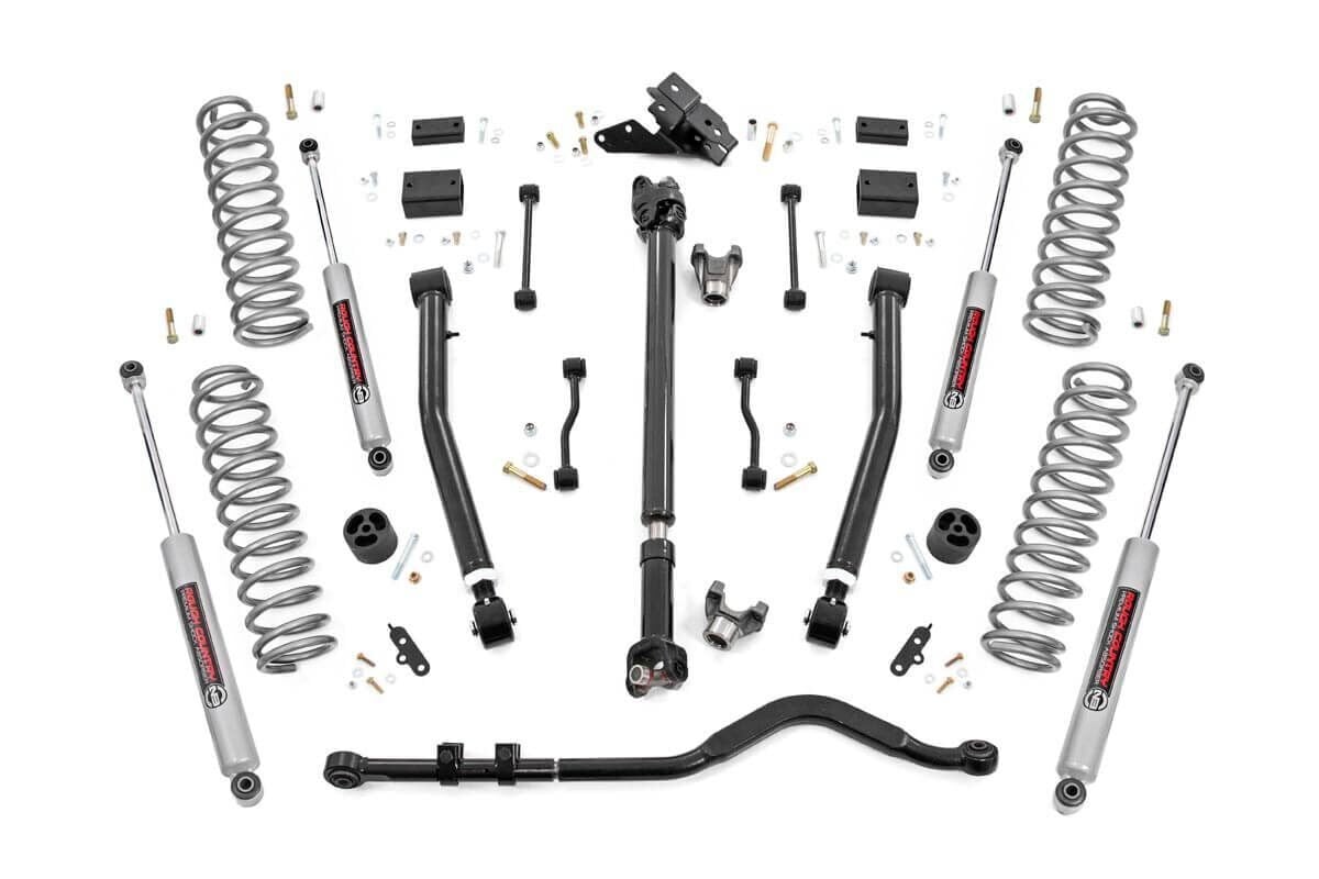 Rough Country 3.5" Lift Kit Stage 2 Coils Adj Arms 18-20 for Wrangler JL-2 dr 62830