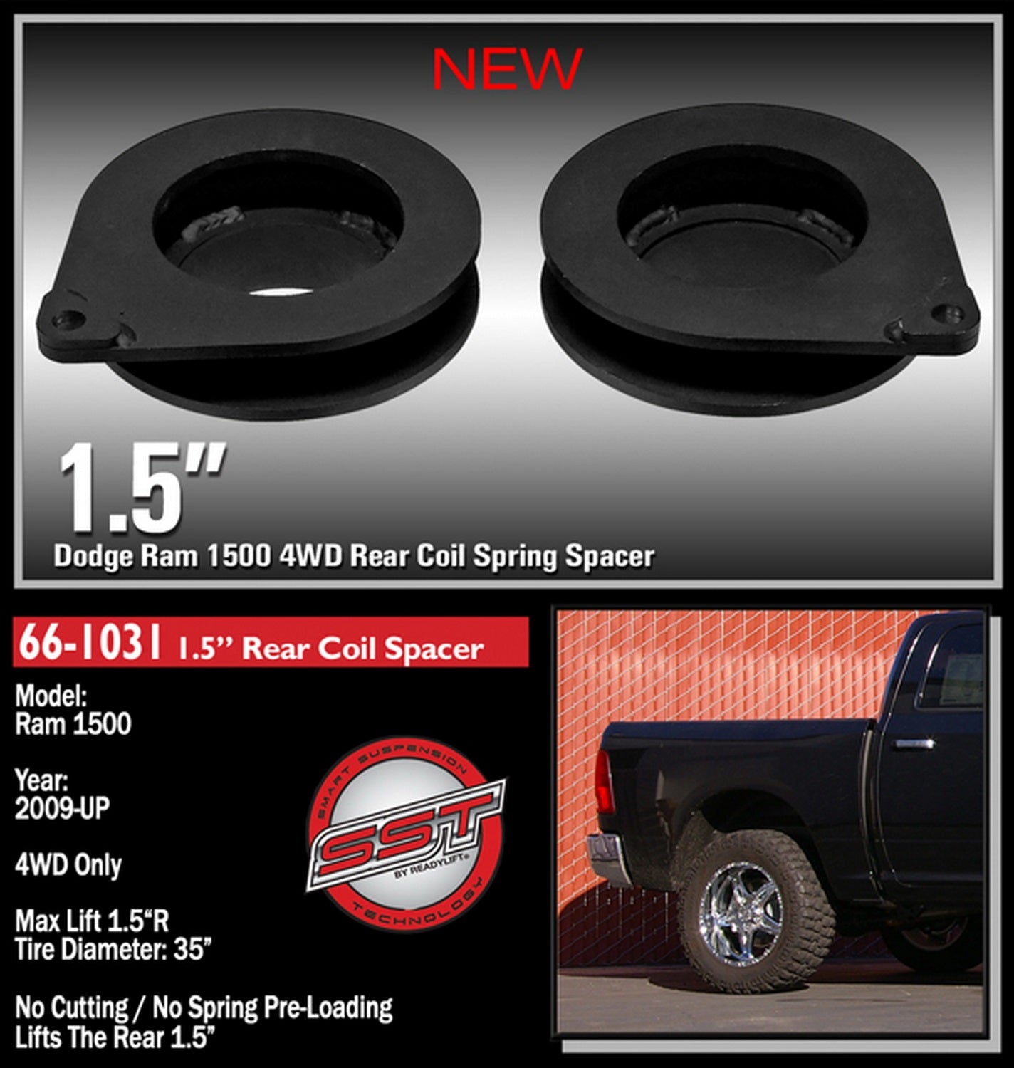 ReadyLift 1.5" Rear Coil Spacer for Dodge Ram 1500 2009-2023 -2