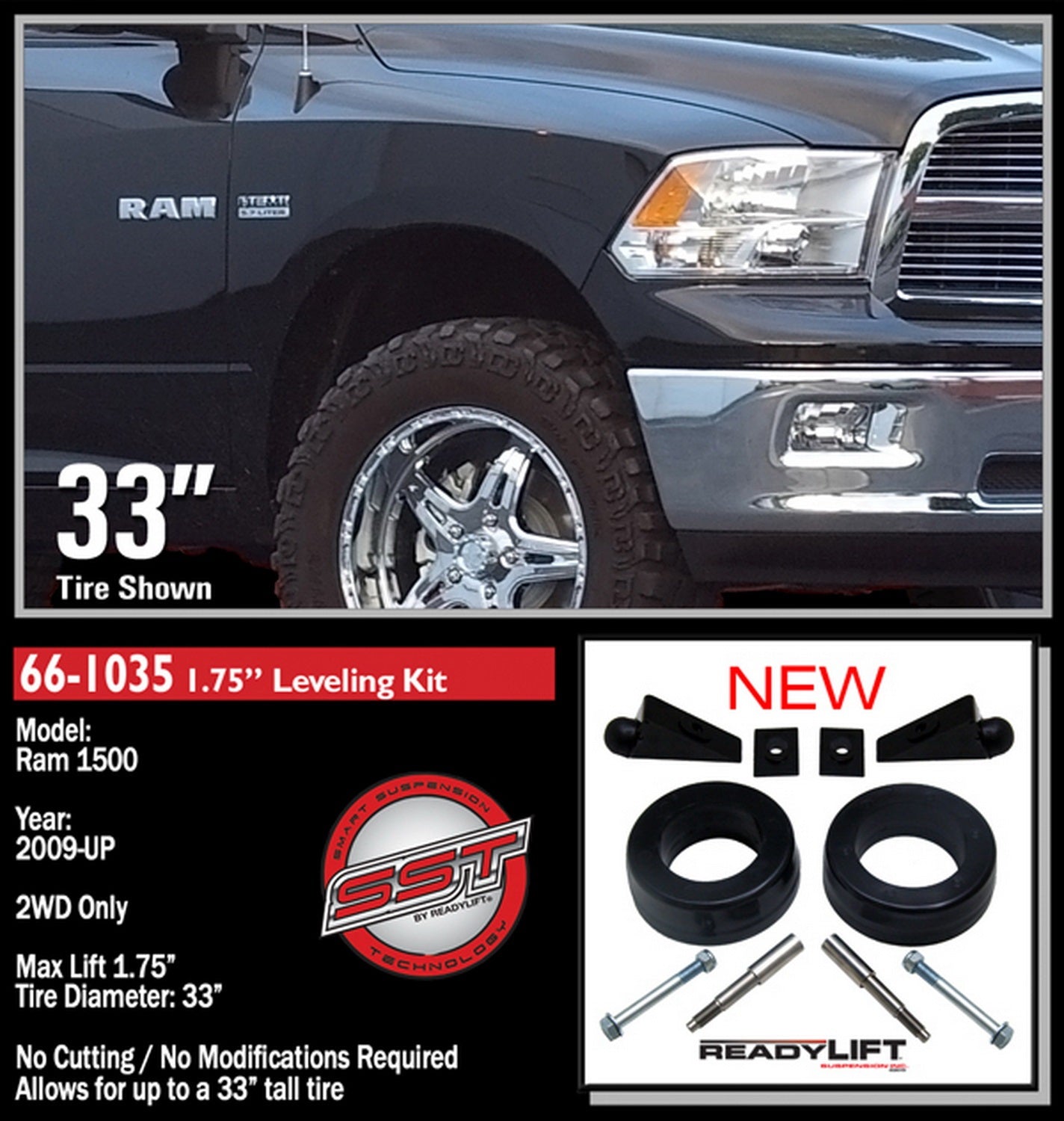 ReadyLift 1.75" Leveling Kit for Dodge Ram 1500 2WD 2009-2011 -2
