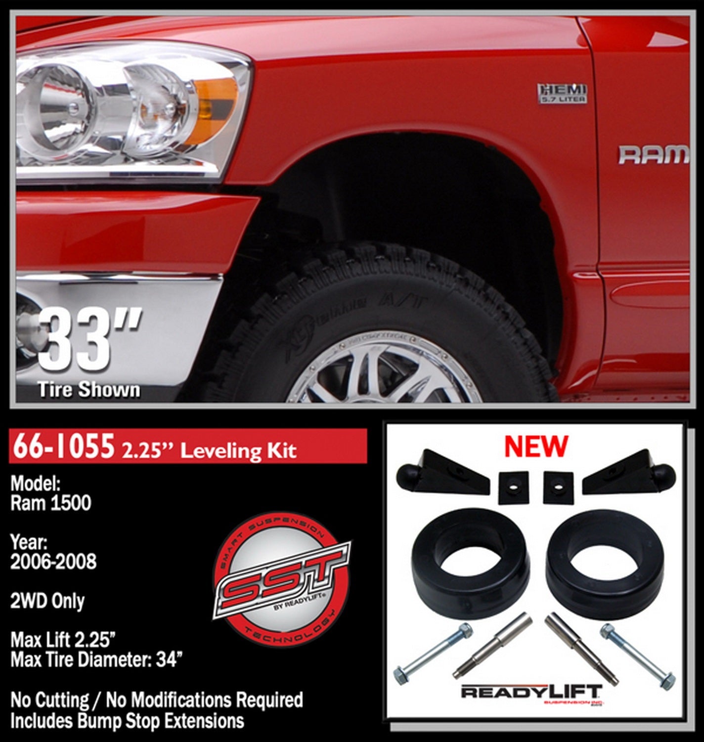 ReadyLift 2.25" Leveling Kit for Dodge Ram 1500 2WD 2006-2008 -2