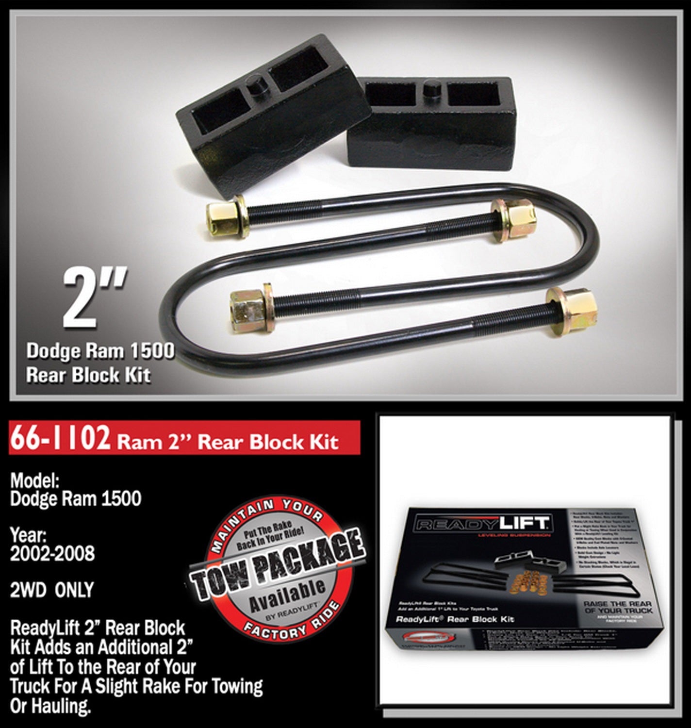 ReadyLift 2" Rear Block Kit for Dodge Ram 1500 2002-2008 -2
