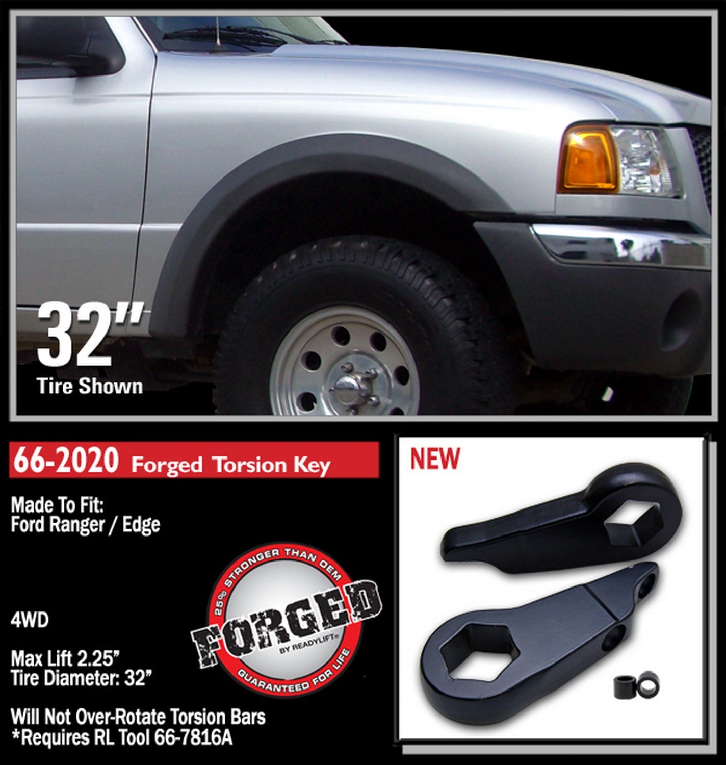 ReadyLift 2.25" Leveling Torsion Key for Ford Ranger Explorer SportTrac 98-11 -2