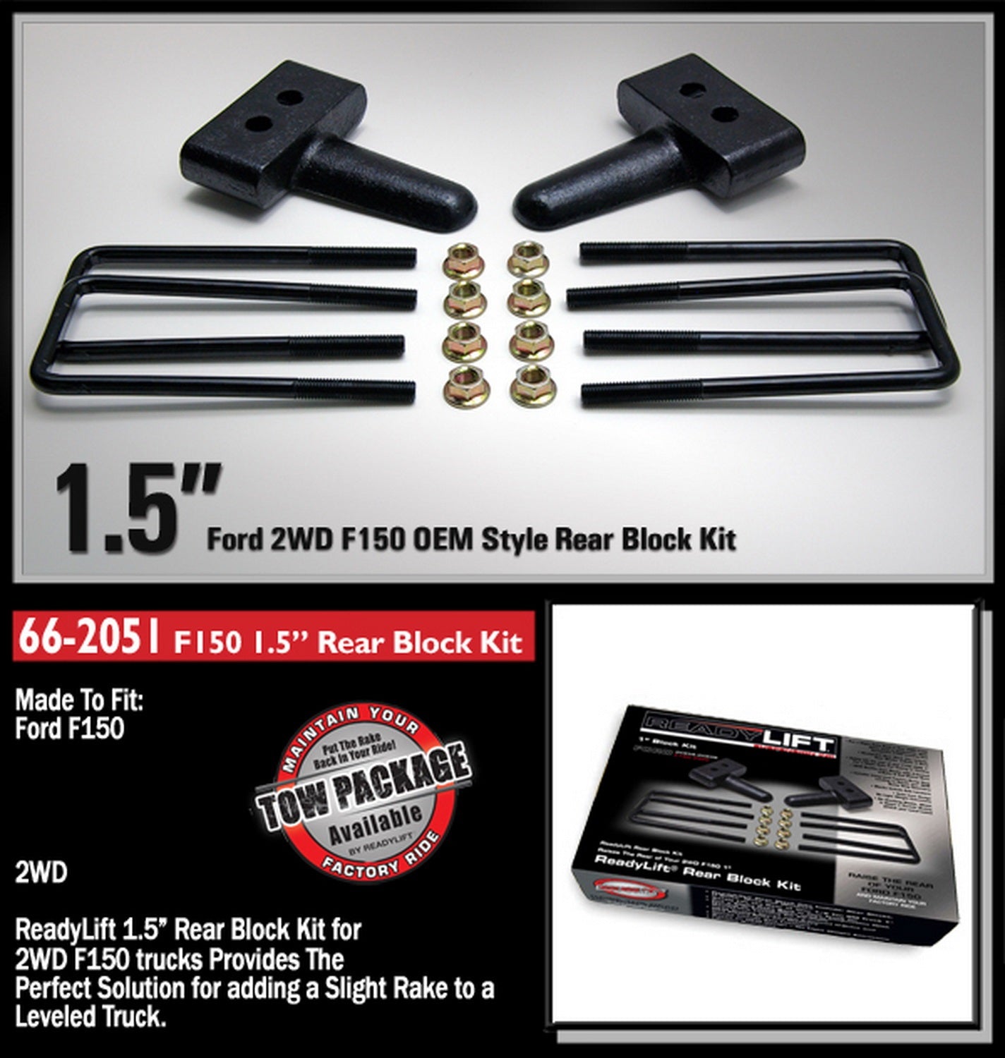 ReadyLift 1.5" Rear Block Kit for Ford F-150 2WD 2004-2020 -2