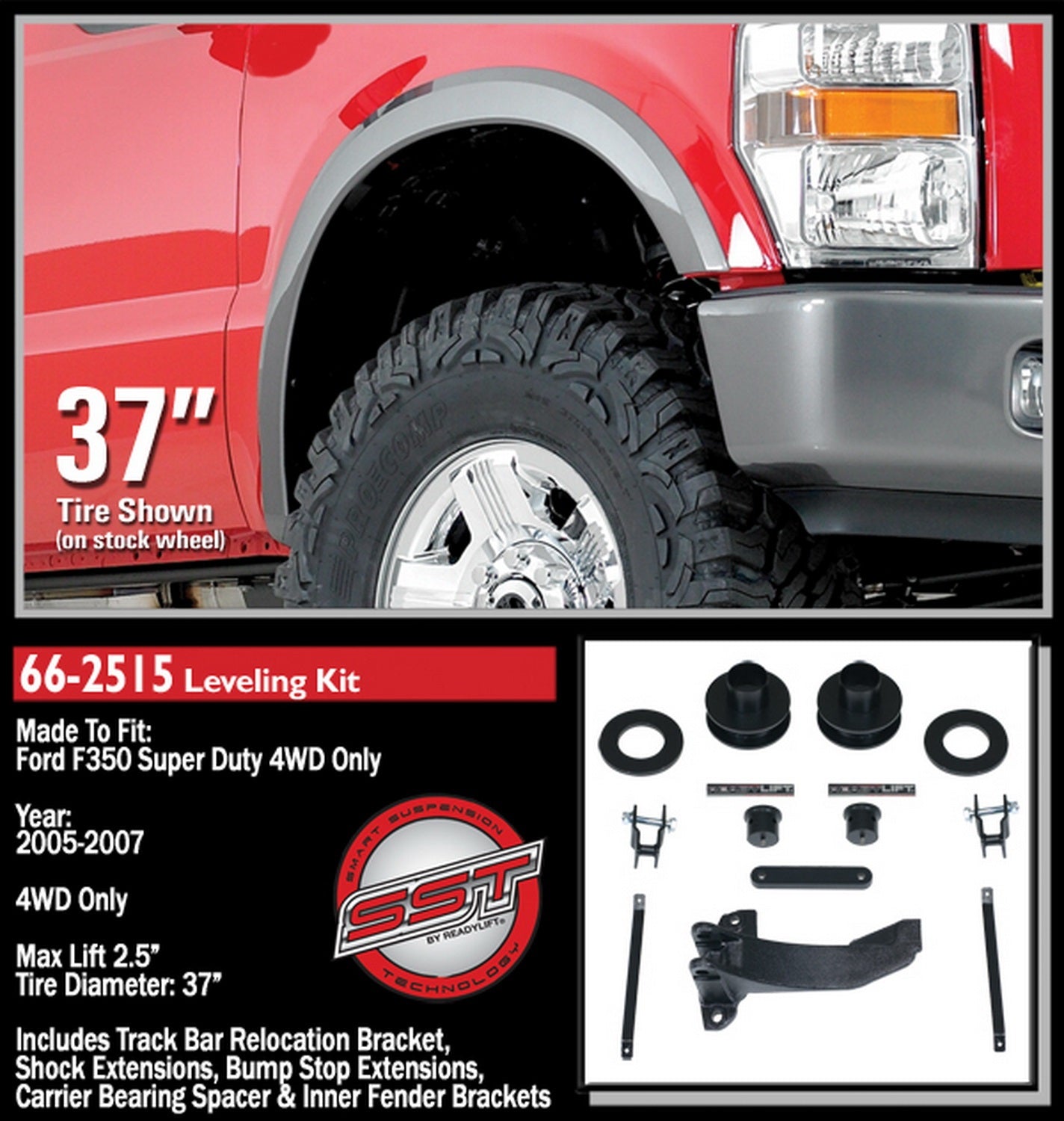 ReadyLift 2.5" Front Leveling Kit W Track Bar Bracket for Ford SuperDuty 05-07 -2