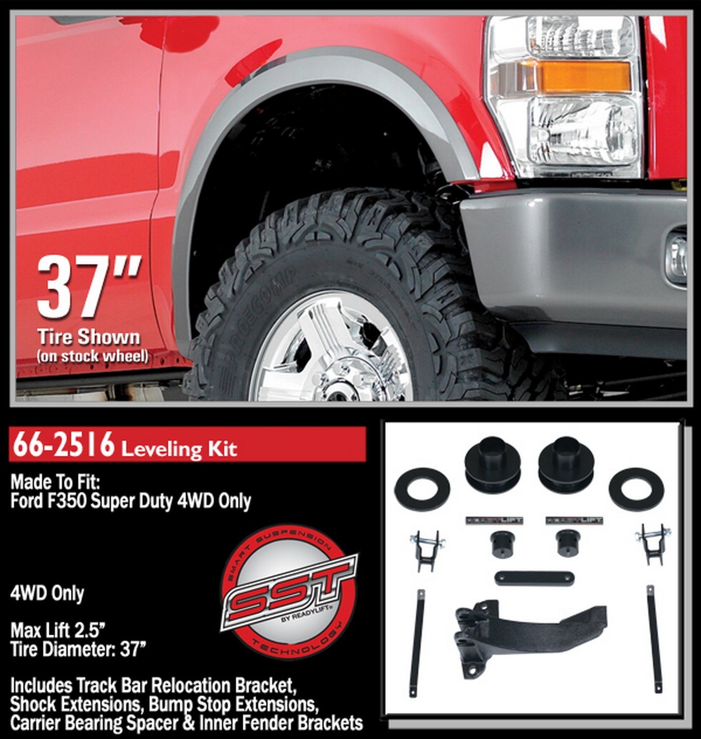 ReadyLift 2.5" Front Leveling Kit W Track Bar Bracket for Ford SuperDuty 08-10 -2