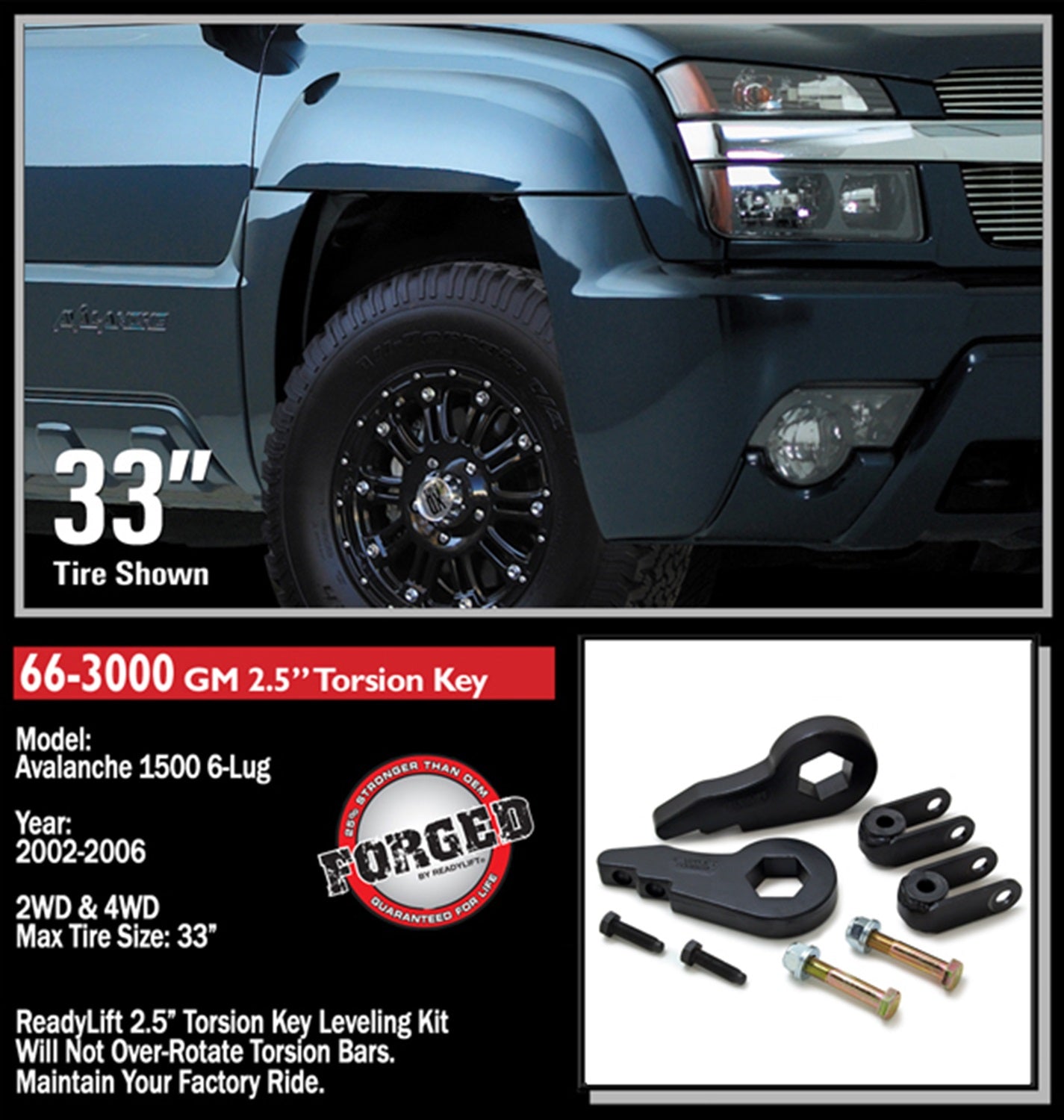ReadyLift 2.5" Front Leveling Kit W Torsion Key GM Full-Size Truck SUV 1500 -2