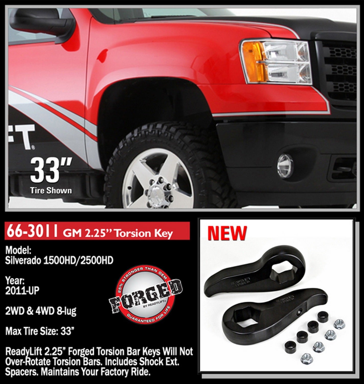 ReadyLift 2.25" Front Leveling Kit W Forged Torsion Key GM 2500 3500 HD 11-19 -2