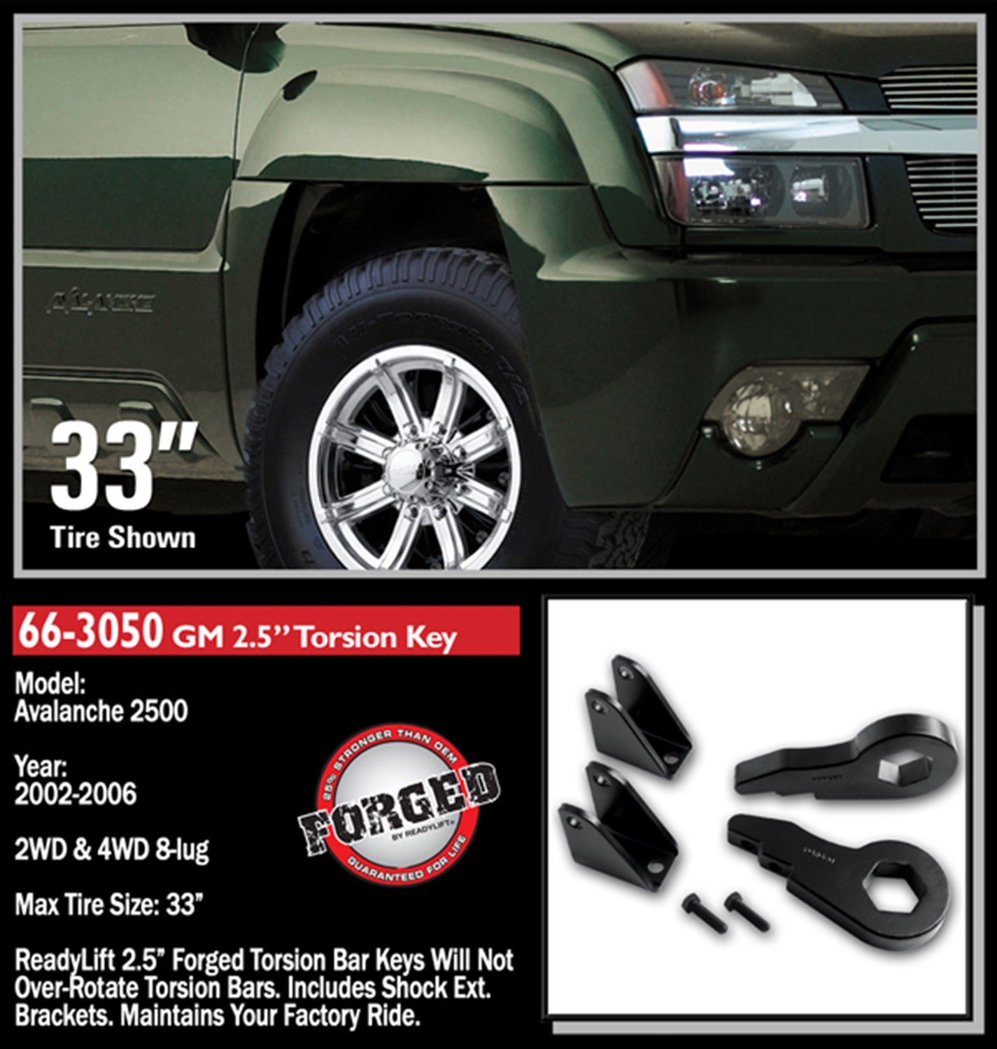 ReadyLift 2.5" Leveling Kit W Forged Torsion Key GM Full-Size Truck SUV 00-12 -2
